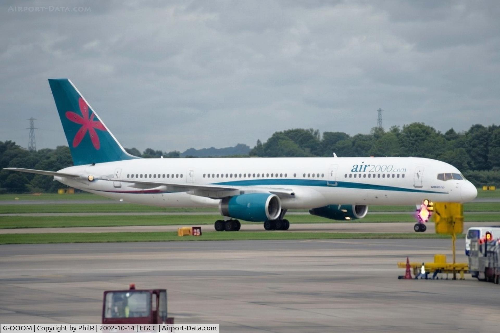 Aircraft G-OOOM, 1986 Boeing 757-225, c/n 22612 l/n 114, G-OOOM 1986 B757-200 Air 2000 MAN, at EGCC, photo by PhilR