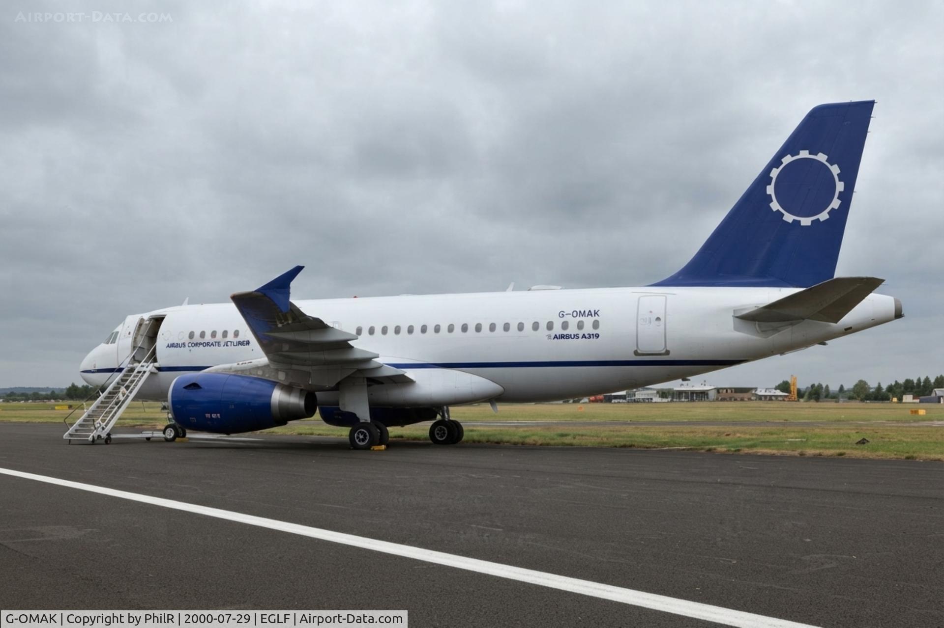 Aircraft G-OMAK, 1998 Airbus A319-132, c/n 913, G-OMAK 1998 A319-100 Airbus SBAC, at EGLF, photo by PhilR
