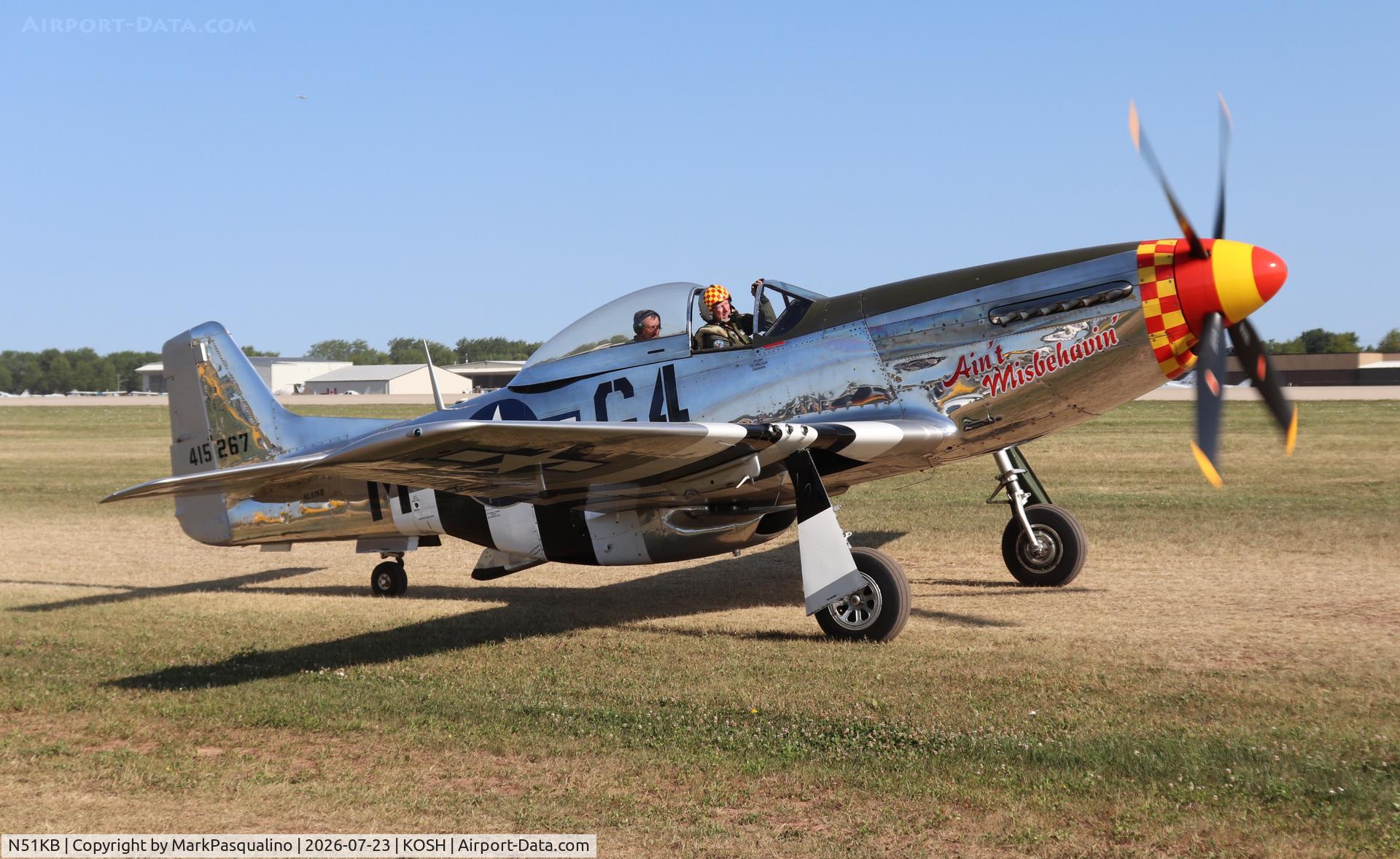 Aircraft N51KB, 1961 North American F-51D Mustang, c/n 44-74009, North American P-51D, at KOSH, photo by MarkPasqualino