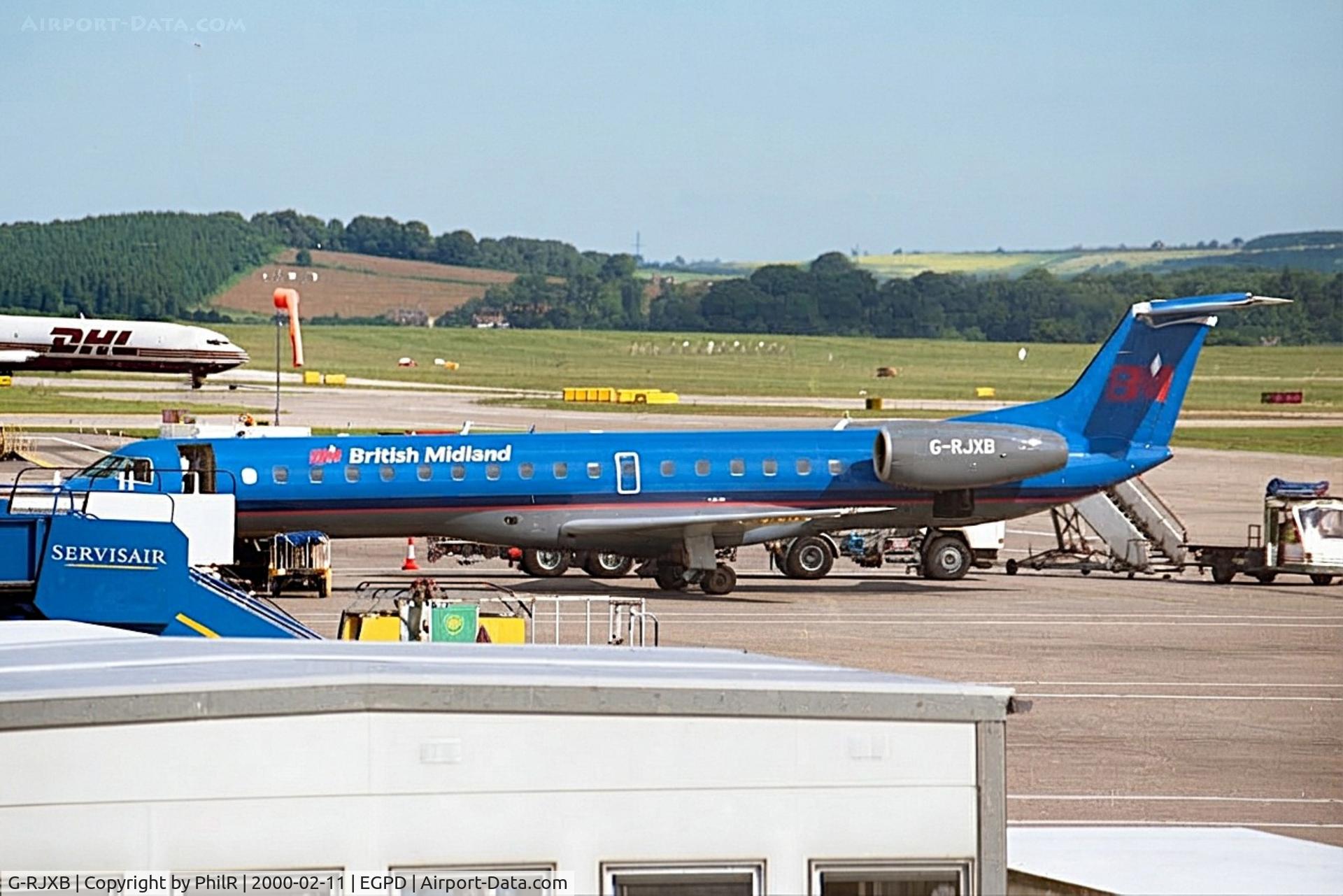 Aircraft G-RJXB, 1999 Embraer EMB-145EP (ERJ-145EP), c/n 145142, G-RJXB 1999 BMI Embraer 145 G-RJXB Aberdeen, at EGPD, photo by PhilR