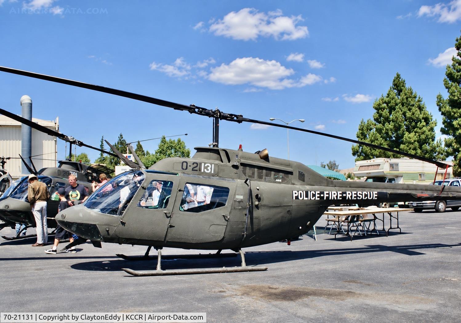Aircraft 70-21131, 1972 Bell OH-58A, c/n 72-21131, Buchanan Field Concord Airport in California 1990's?, at KCCR, photo by ClaytonEddy