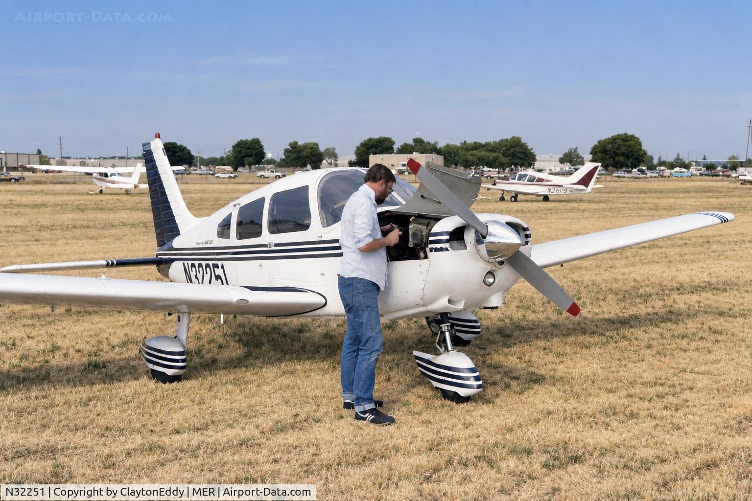 Aircraft N32251, 1974 Piper PA-28-151, c/n 28-7515104, Merced airport in California 1987., at MER, photo by ClaytonEddy