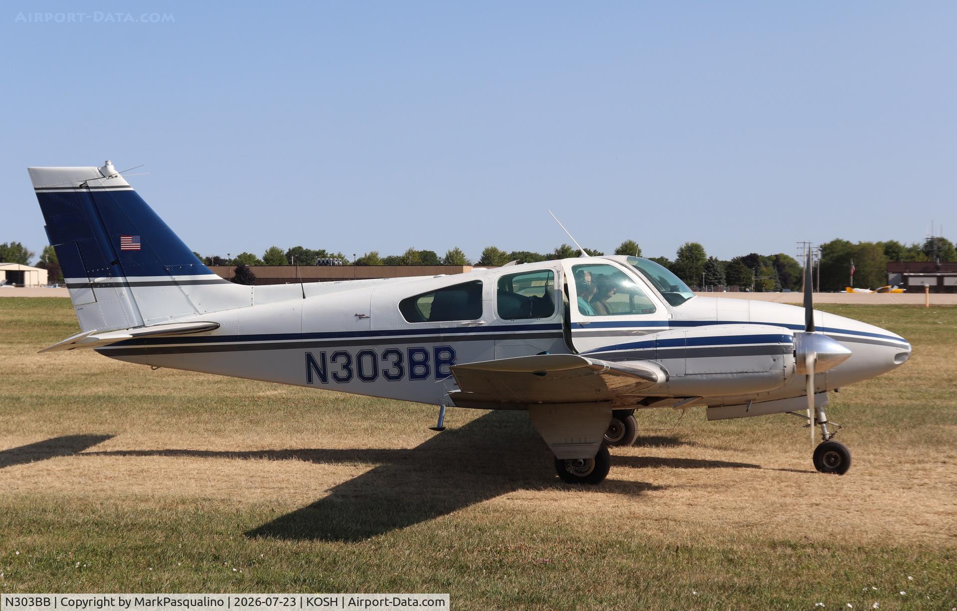Aircraft N303BB, 1964 Beech 95-B55 (T42A) Baron, c/n TC-787, Beech B55, at KOSH, photo by MarkPasqualino
