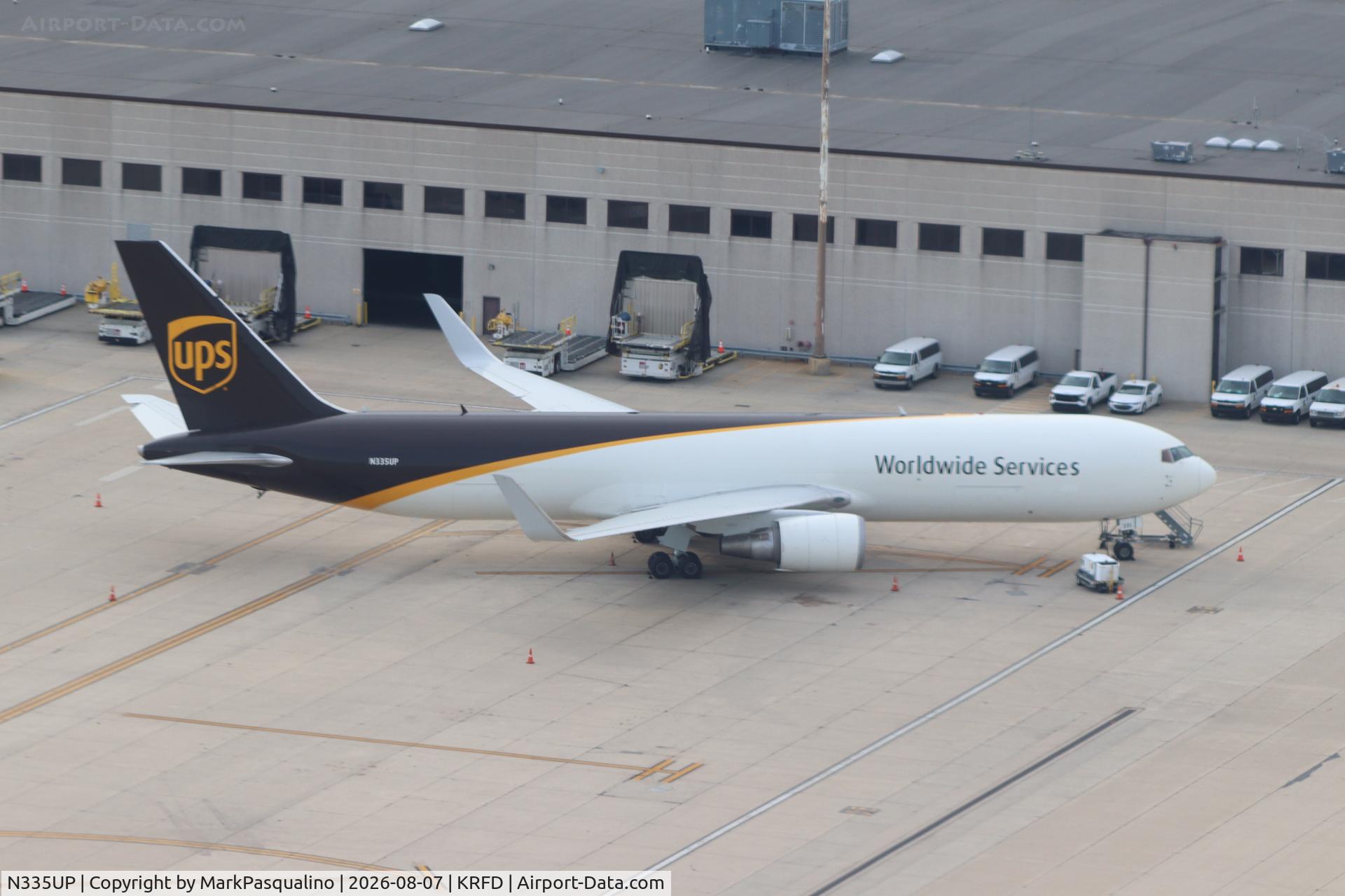 Aircraft N335UP, 2009 Boeing 767-34AF, c/n 37856 l/n 979, Boeing 767-34AF, at KRFD, photo by MarkPasqualino