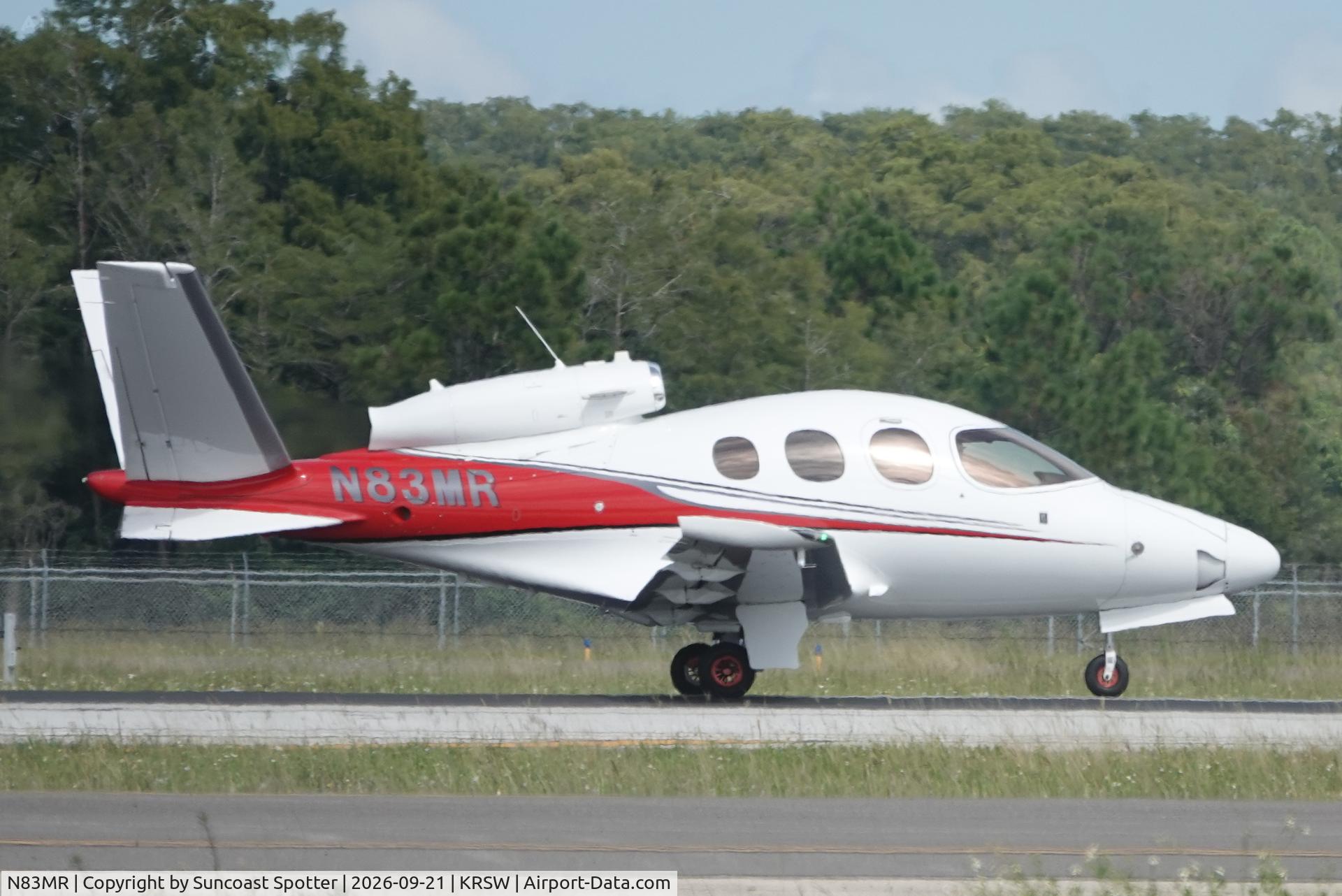 Aircraft N83MR, 2017 Cirrus Design Corp SF50, c/n 0022, Cirrus 83MR departs Southwest Florida International Airport enroute to Birmingham-Shuttlesworth International Airport, at KRSW, photo by Suncoast Spotter