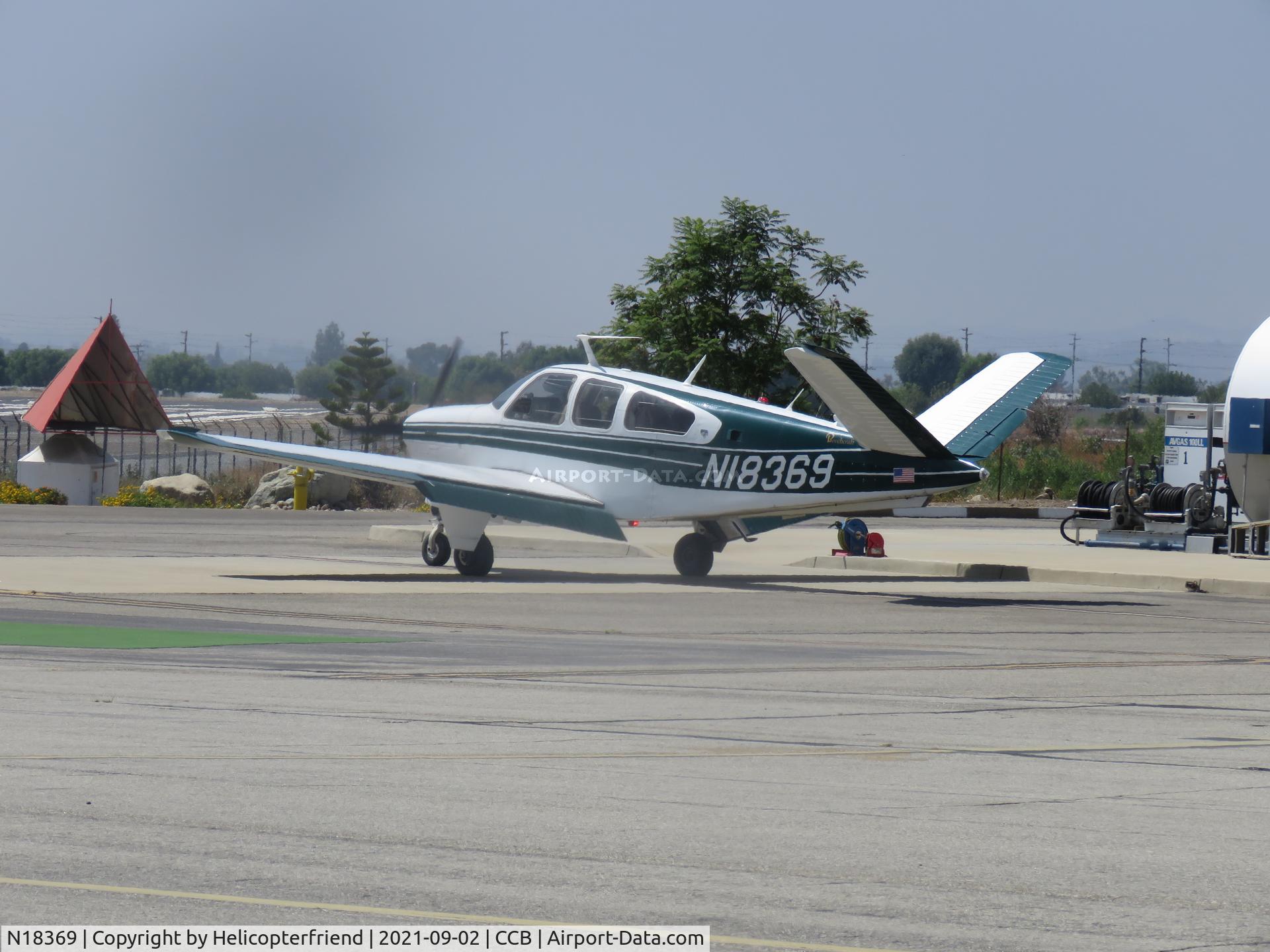 Aircraft N18369, 1977 Beech V35B Bonanza, c/n D-10050, Getting ready to refuel, at CCB, photo by Helicopterfriend