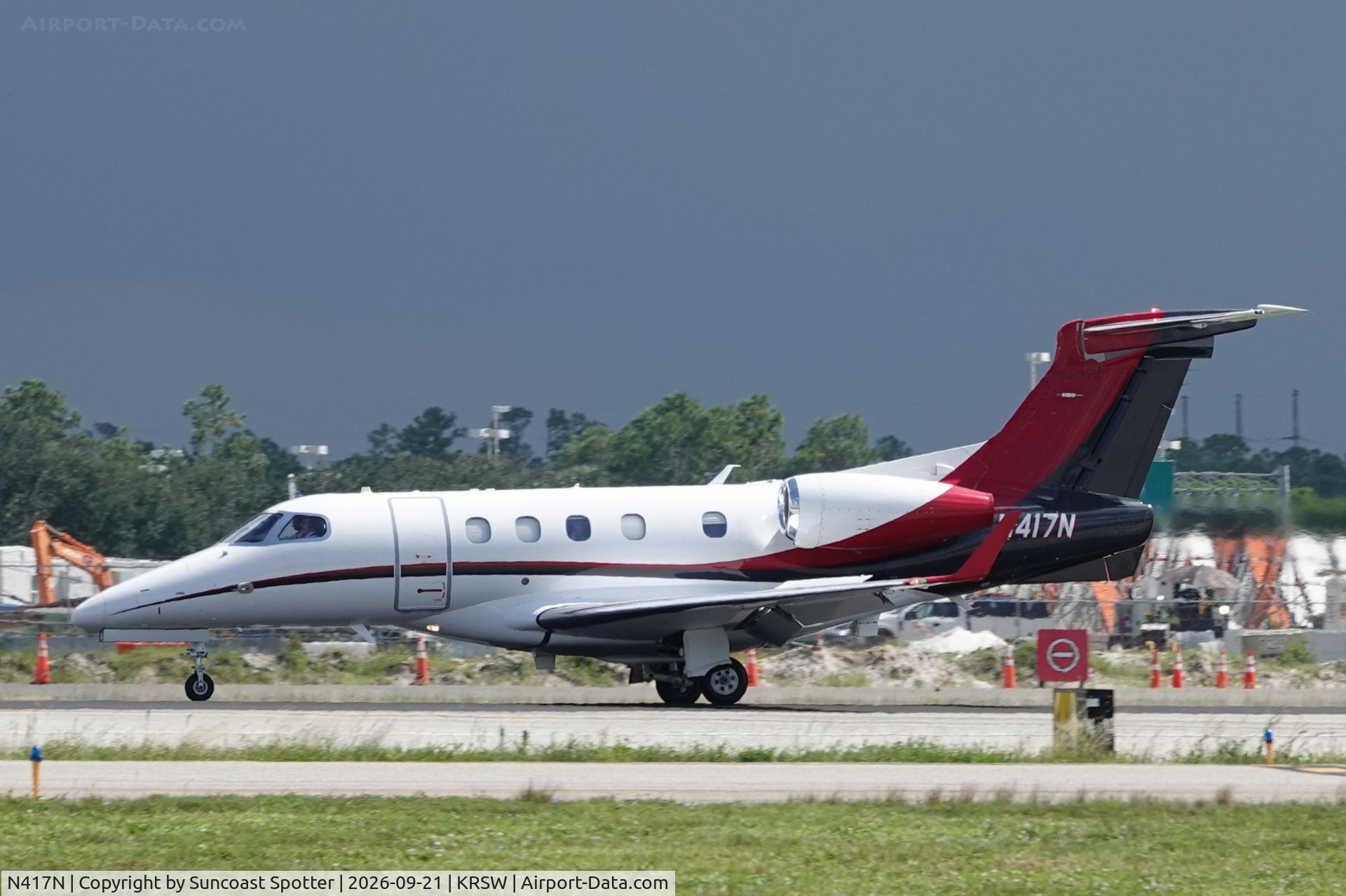 Aircraft N417N, 2021 Embraer Executive Aircraft Inc EMB-505, c/n 50500638, Phenom arrives at Southwest Florida International Airport following flight from Atlanta-DeKalb-Peachtree Airport, at KRSW, photo by Suncoast Spotter