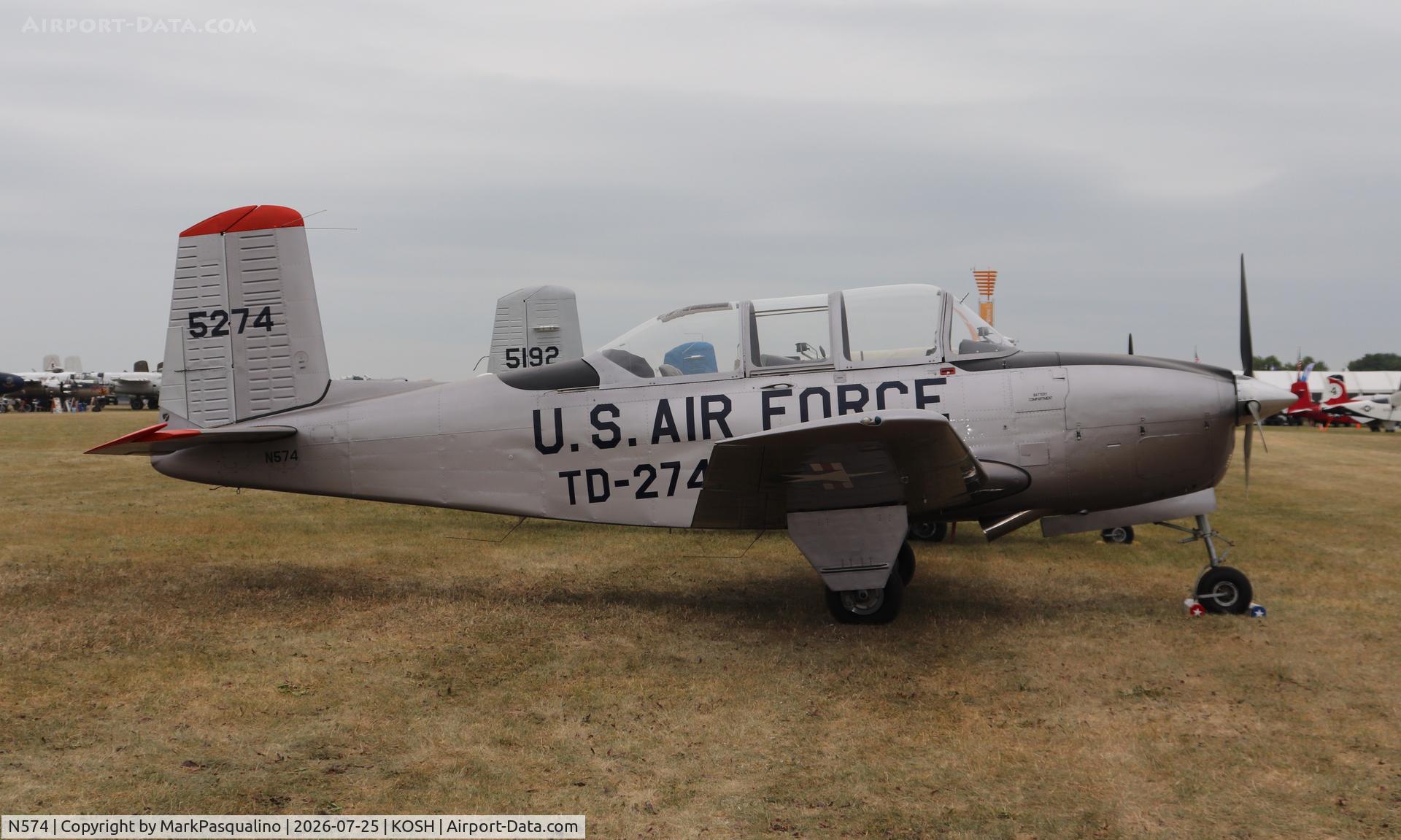 Aircraft N574, Beech A45, c/n G-831, Beech T-34A, at KOSH, photo by MarkPasqualino