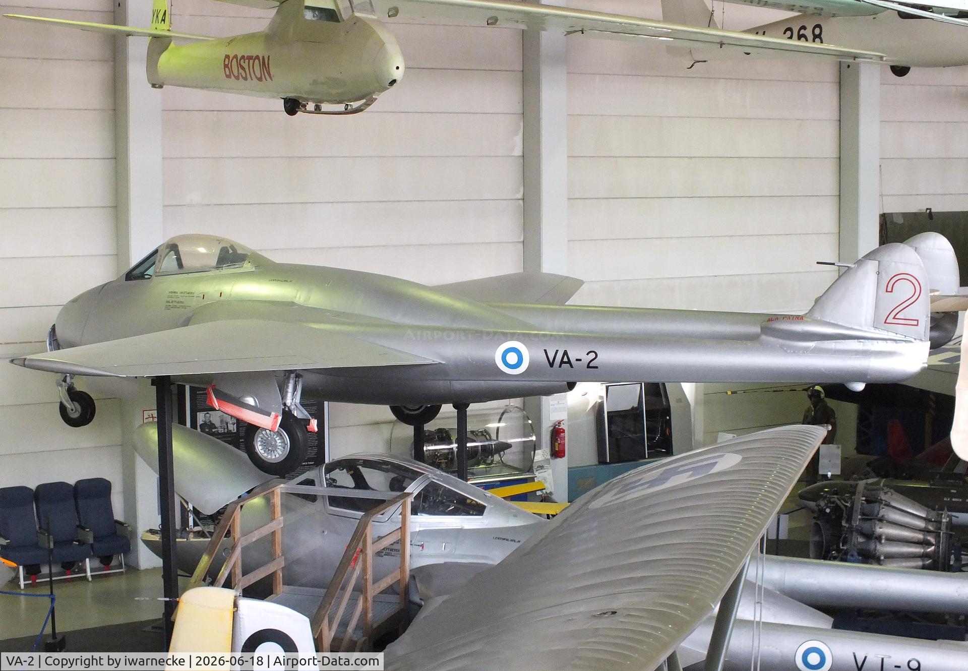Aircraft VA-2, 1953 De Havilland DH-100 Vampire FB.52, c/n V0692, De Havilland D.H.100 Vampire FB52 at the Suomen Ilmailumuseo (Finnish Aviation Museum), Vantaa, photo by iwarnecke
