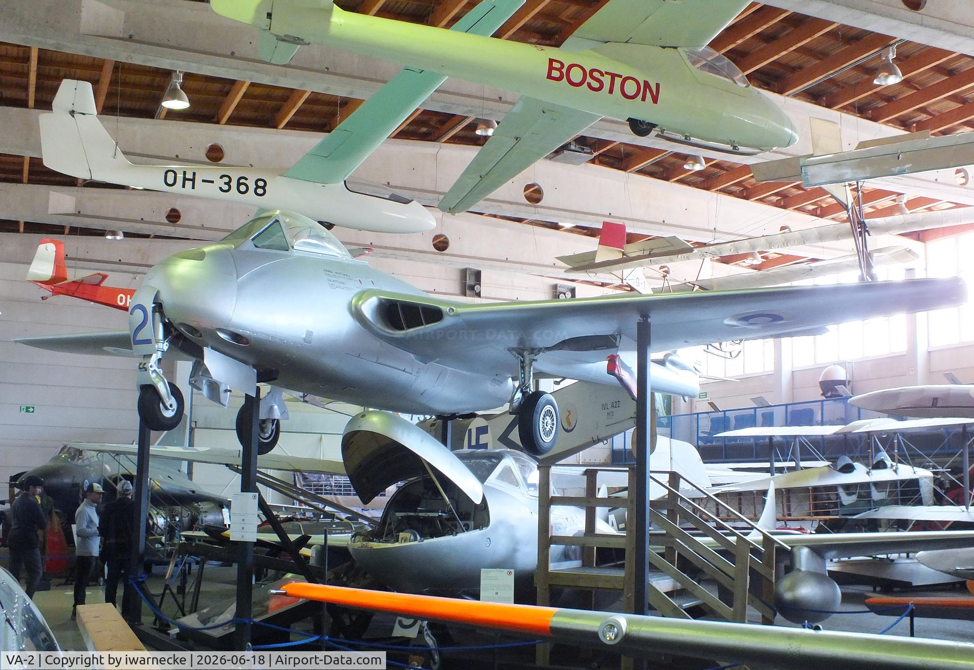 Aircraft VA-2, 1953 De Havilland DH-100 Vampire FB.52, c/n V0692, De Havilland D.H.100 Vampire FB52 at the Suomen Ilmailumuseo (Finnish Aviation Museum), Vantaa, photo by iwarnecke