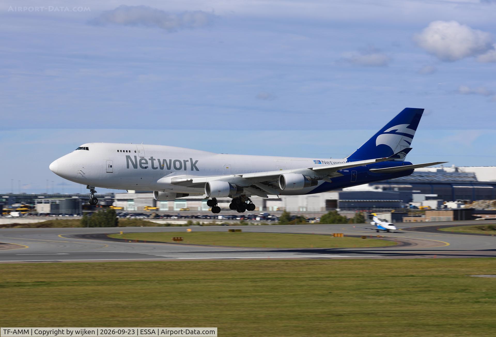 Aircraft TF-AMM, 1993 Boeing 747-4H6BD SF, c/n 25700, Rwy 19L, at ESSA, photo by wijken