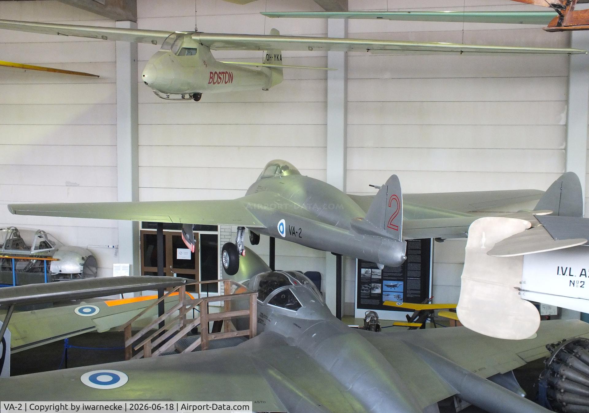 Aircraft VA-2, 1953 De Havilland DH-100 Vampire FB.52, c/n V0692, De Havilland D.H.100 Vampire FB52 at the Suomen Ilmailumuseo (Finnish Aviation Museum), Vantaa, photo by iwarnecke