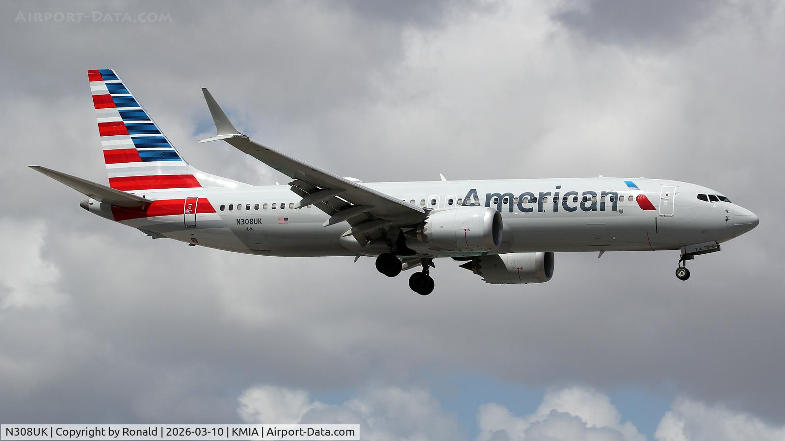 Aircraft N308UK, 2025 Boeing 737-8, c/n 68113, at mia, at KMIA, photo by Ronald
