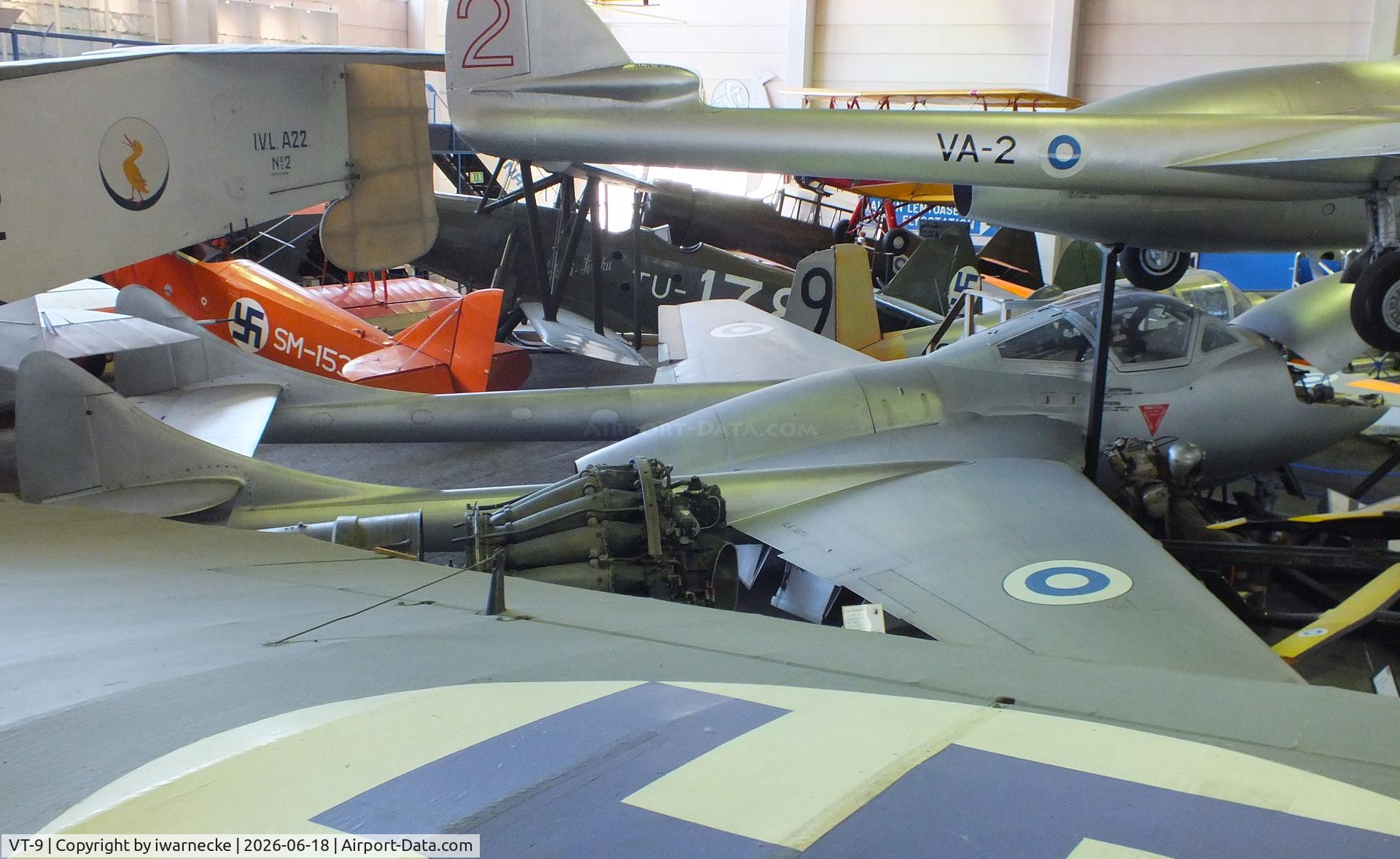 Aircraft VT-9, 1956 De Havilland Vampire T.55, c/n 15720/VT0699, De Havilland D.H.115 Vampire T55 at the Suomen Ilmailumuseo (Finnish Aviation Museum), Vantaa, photo by iwarnecke