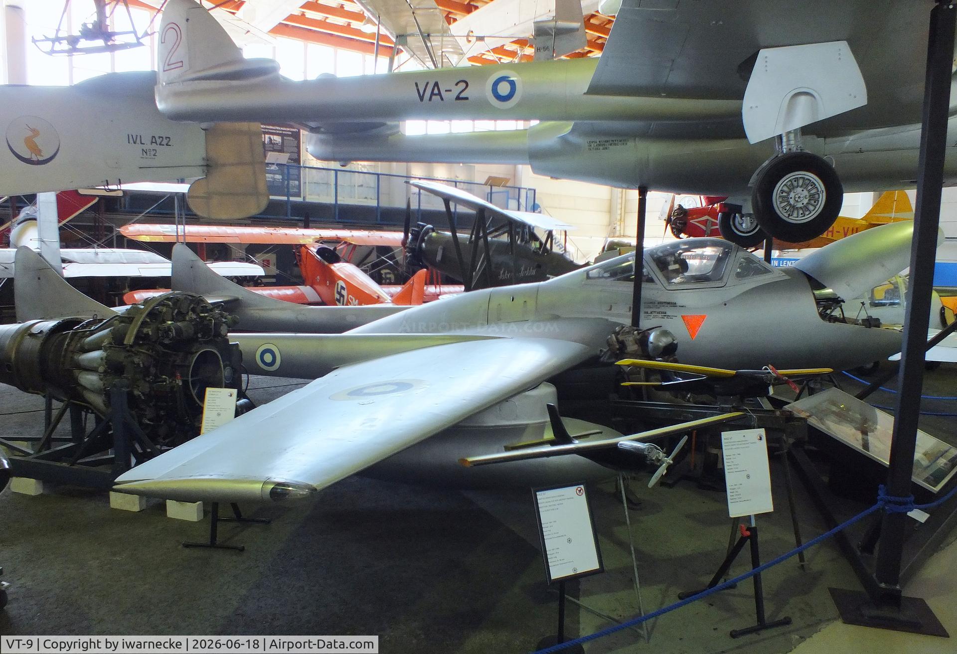 Aircraft VT-9, 1956 De Havilland Vampire T.55, c/n 15720/VT0699, De Havilland D.H.115 Vampire T55 at the Suomen Ilmailumuseo (Finnish Aviation Museum), Vantaa, photo by iwarnecke