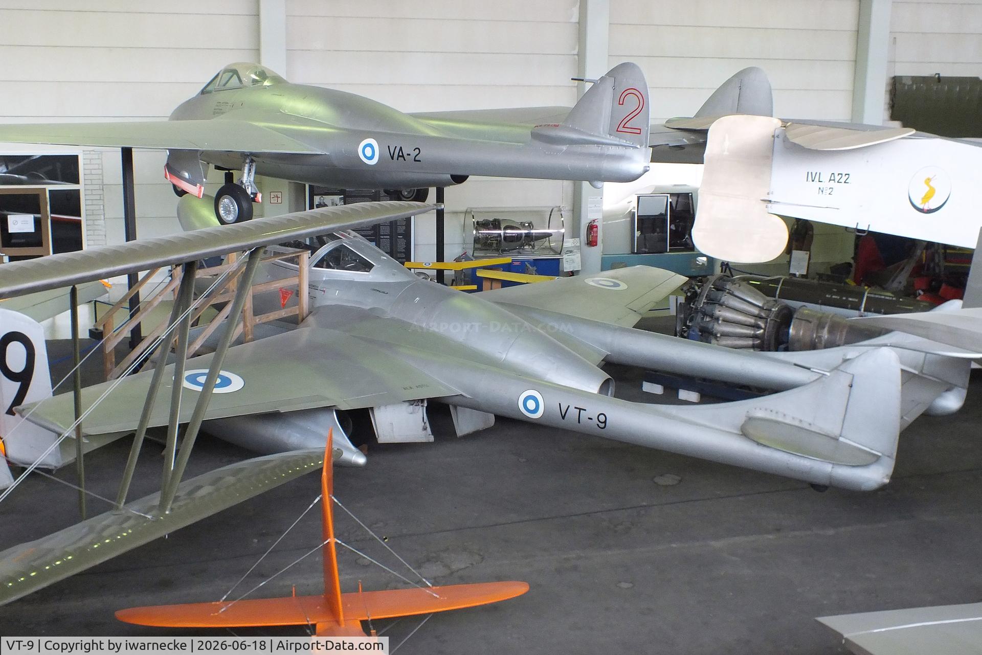 Aircraft VT-9, 1956 De Havilland Vampire T.55, c/n 15720/VT0699, De Havilland D.H.115 Vampire T55 at the Suomen Ilmailumuseo (Finnish Aviation Museum), Vantaa, photo by iwarnecke