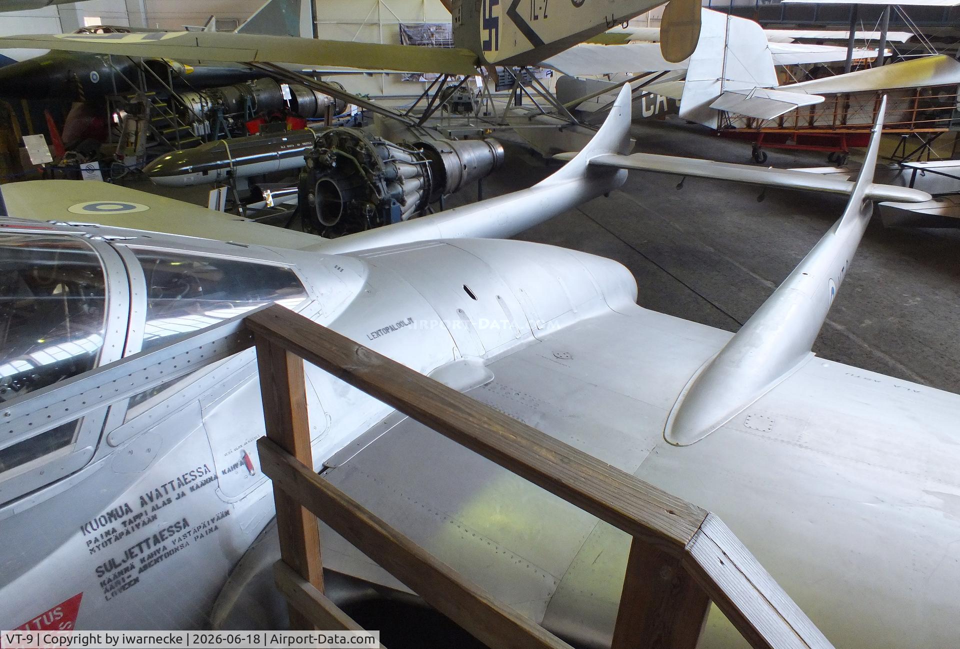 Aircraft VT-9, 1956 De Havilland Vampire T.55, c/n 15720/VT0699, De Havilland D.H.115 Vampire T55 at the Suomen Ilmailumuseo (Finnish Aviation Museum), Vantaa, photo by iwarnecke