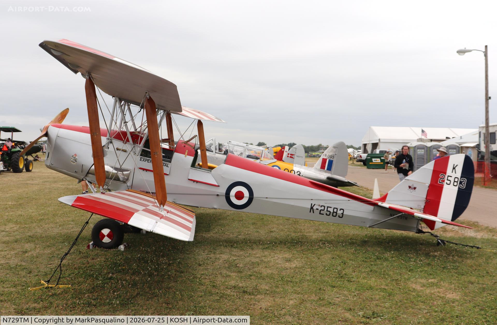 Aircraft N729TM, De Havilland DH-82A Tiger Moth II, c/n 83740, De Havilland DH-82A, at KOSH, photo by MarkPasqualino