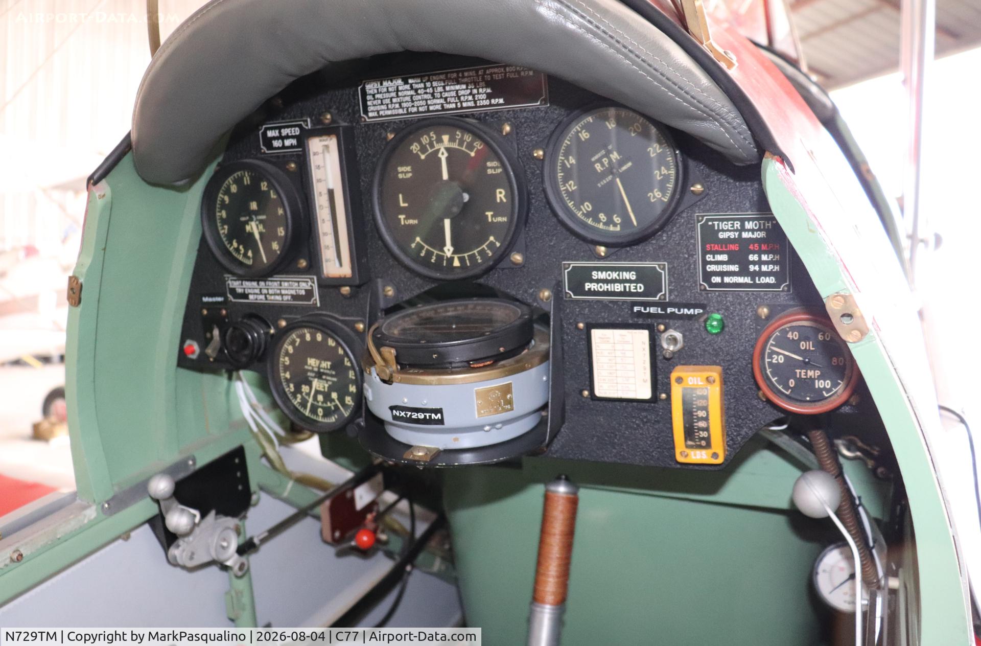 Aircraft N729TM, De Havilland DH-82A Tiger Moth II, c/n 83740, De Havilland DH-82A, at C77, photo by MarkPasqualino