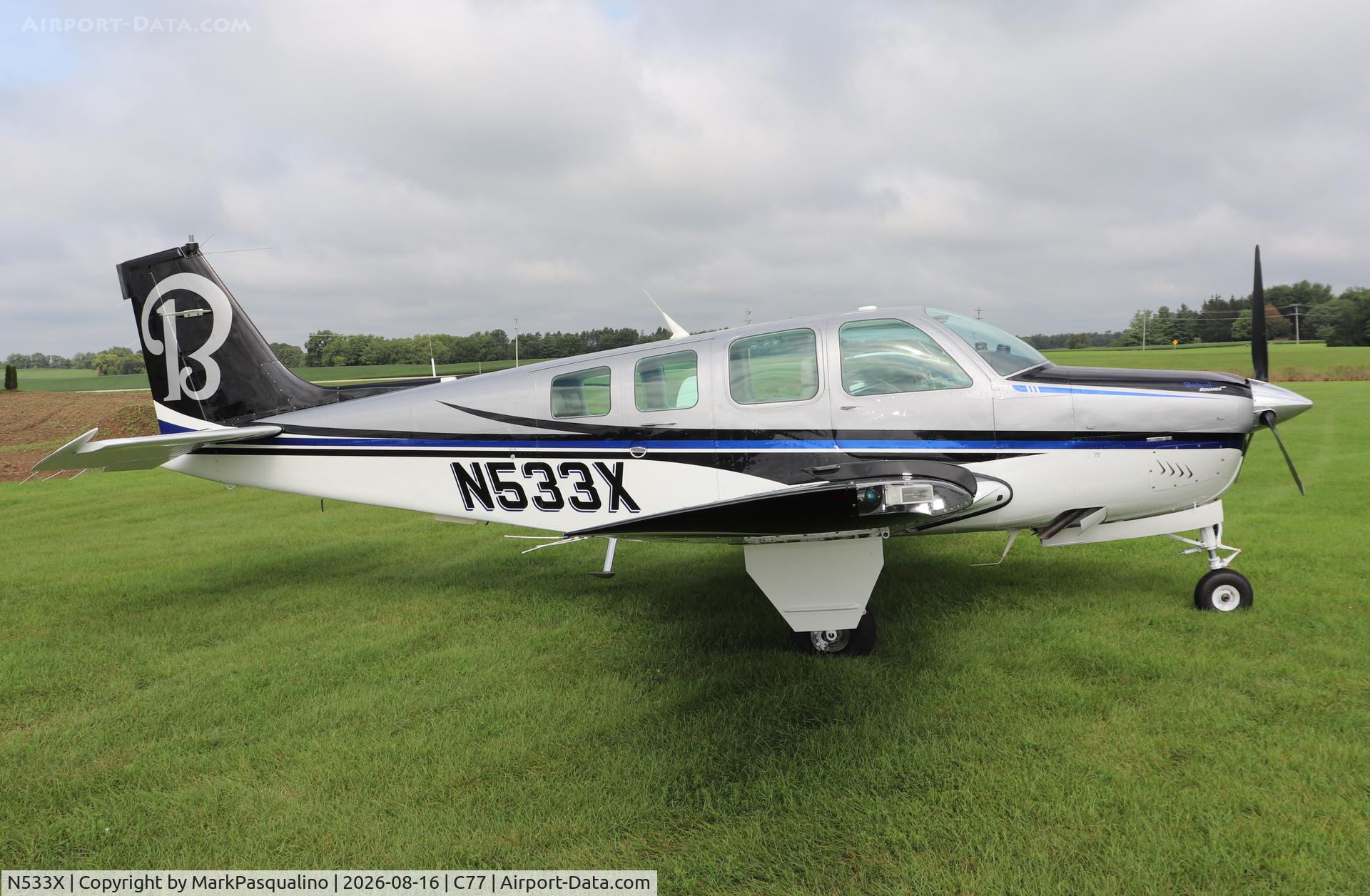 Aircraft N533X, 1985 Beech A36 Bonanza 36, c/n E-2234, Beech A36, at C77, photo by MarkPasqualino