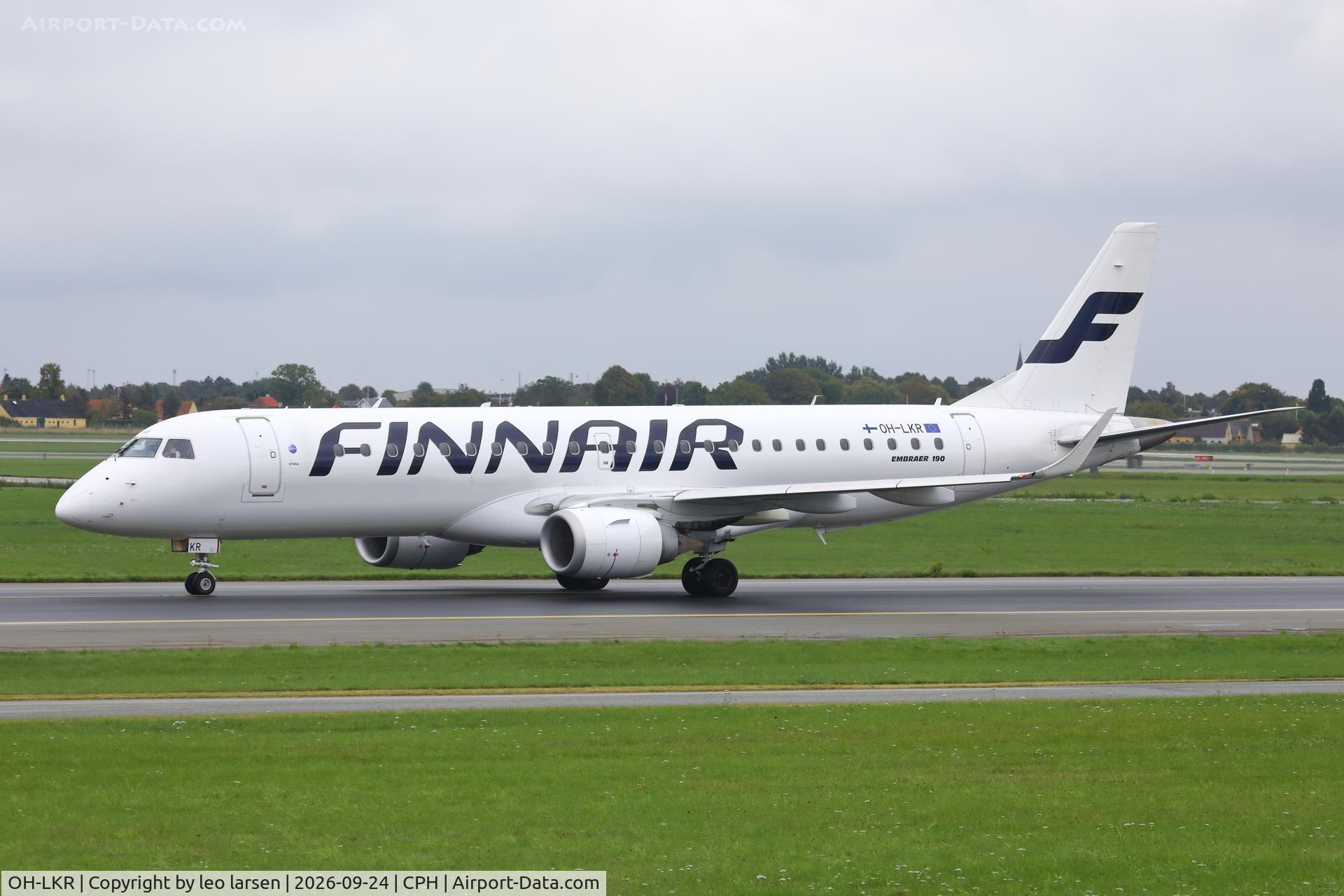 Aircraft OH-LKR, 2011 Embraer 190LR (ERJ-190-100LR), c/n 19000436, Copenhagen 24.9.2026, at CPH, photo by leo larsen