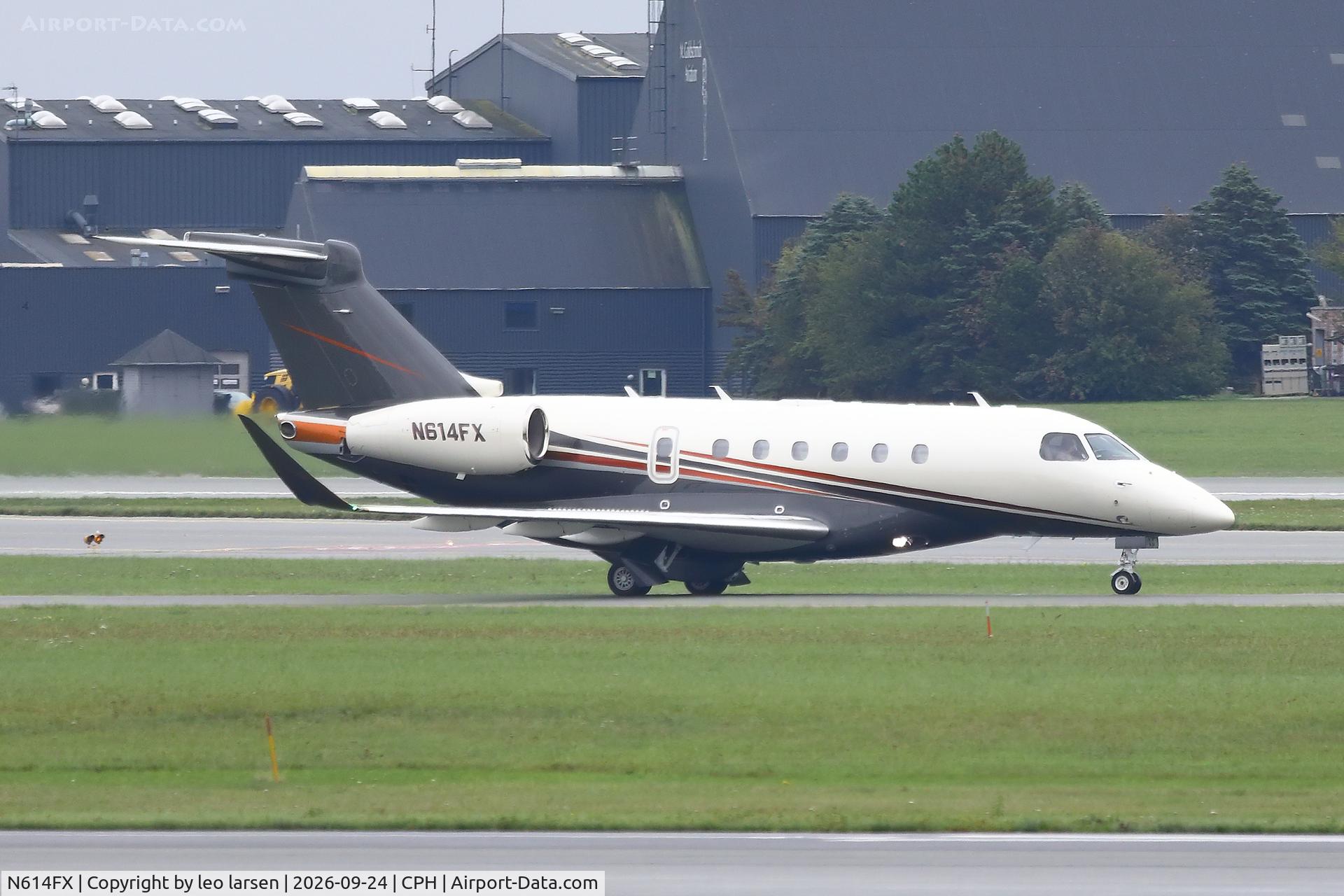 Aircraft N614FX, 2025 Embaer SA EMB-550 Praetor 600, c/n 55020248, Copenhagen 24.9.2026, at CPH, photo by leo larsen
