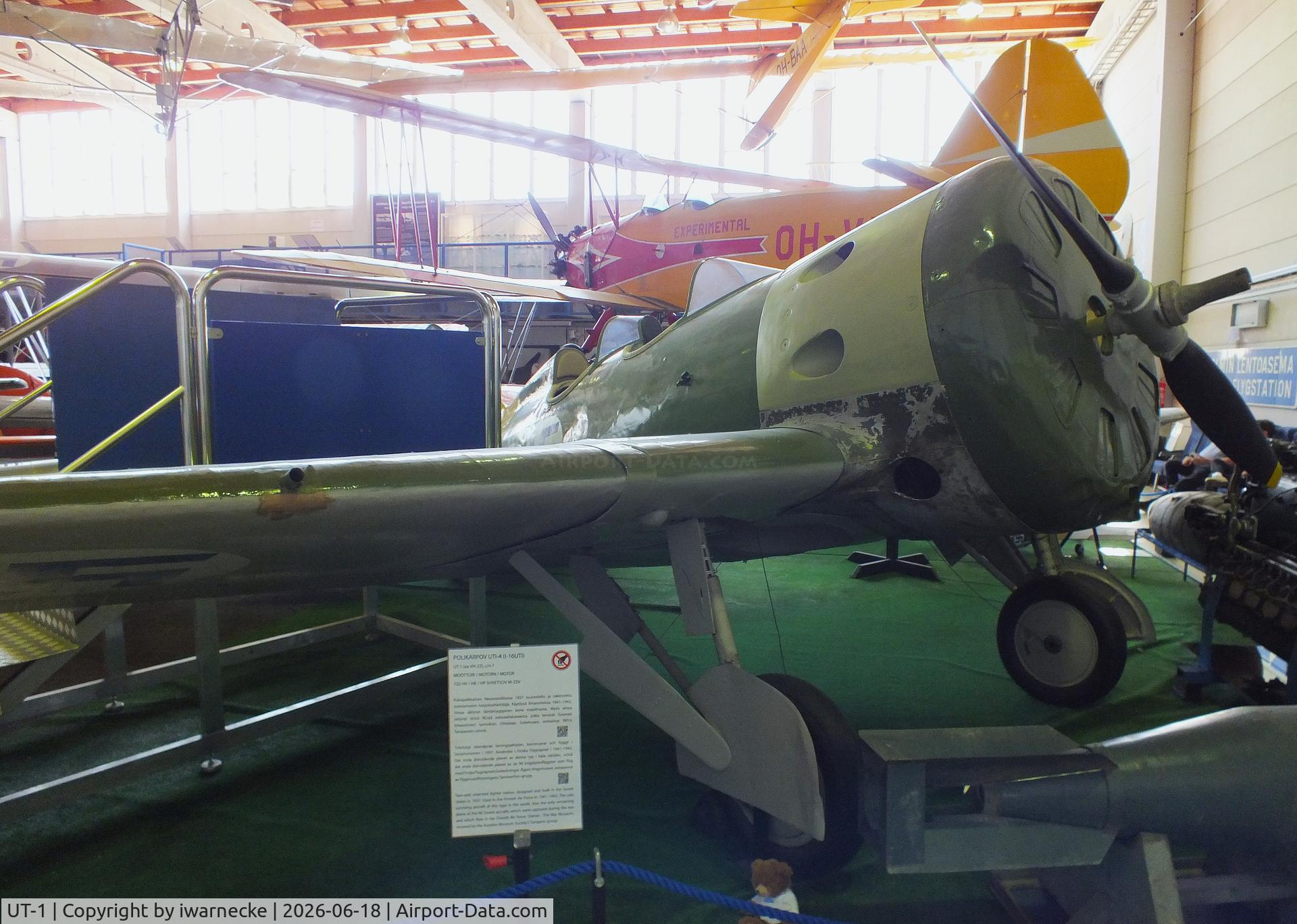 Aircraft UT-1, Polikarpov I-16 UTI-4, c/n Not found UT-1, Polikarpov I-16 UTI-4 at the Suomen Ilmailumuseo (Finnish Aviation Museum), Vantaa, photo by iwarnecke