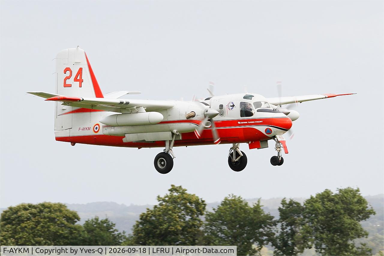 Aircraft F-AYKM, Grumman Conair S-2T Turbo Firecat, c/n 461/021, Grumman Conair S-2T Turbo Firecat, On final rwy 22, Morlaix-Ploujean airport (LFRU-MXN), at LFRU, photo by Yves-Q