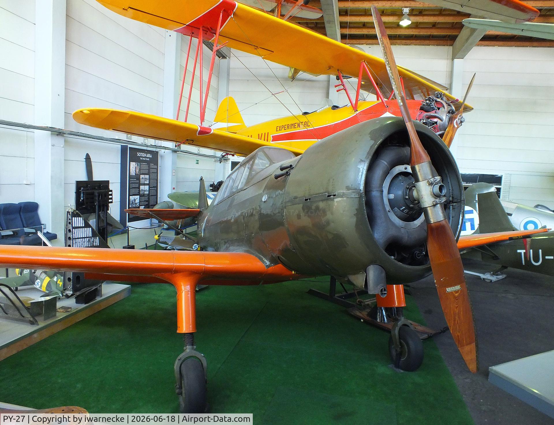 Aircraft PY-27, 1941 Valtion Pyry II, c/n 26, Valtion lentokonetehdas VL Pyry II at the Suomen Ilmailumuseo (Finnish Aviation Museum), Vantaa, photo by iwarnecke