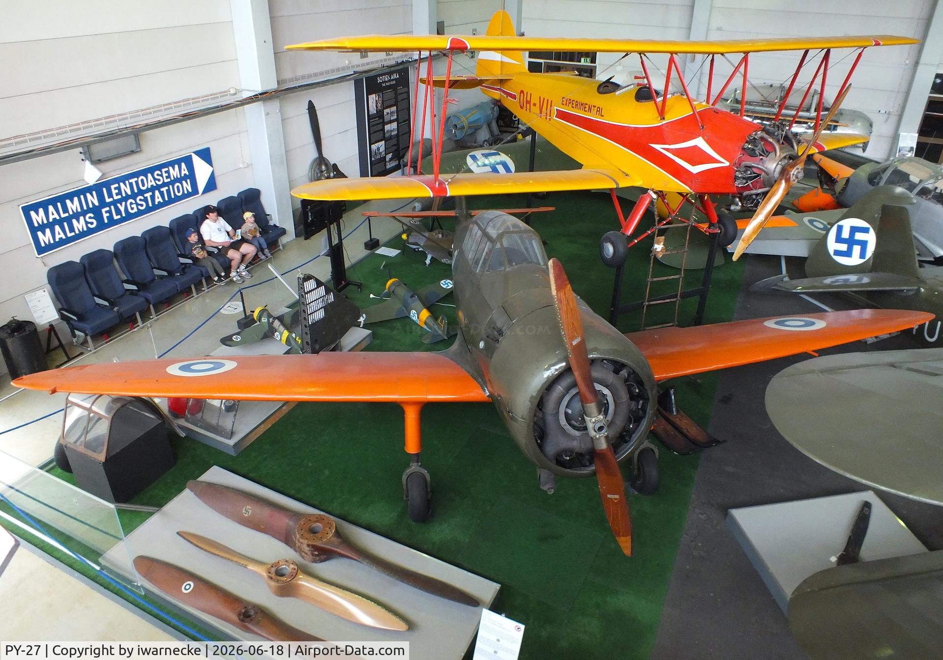 Aircraft PY-27, 1941 Valtion Pyry II, c/n 26, Valtion lentokonetehdas VL Pyry II at the Suomen Ilmailumuseo (Finnish Aviation Museum), Vantaa, photo by iwarnecke