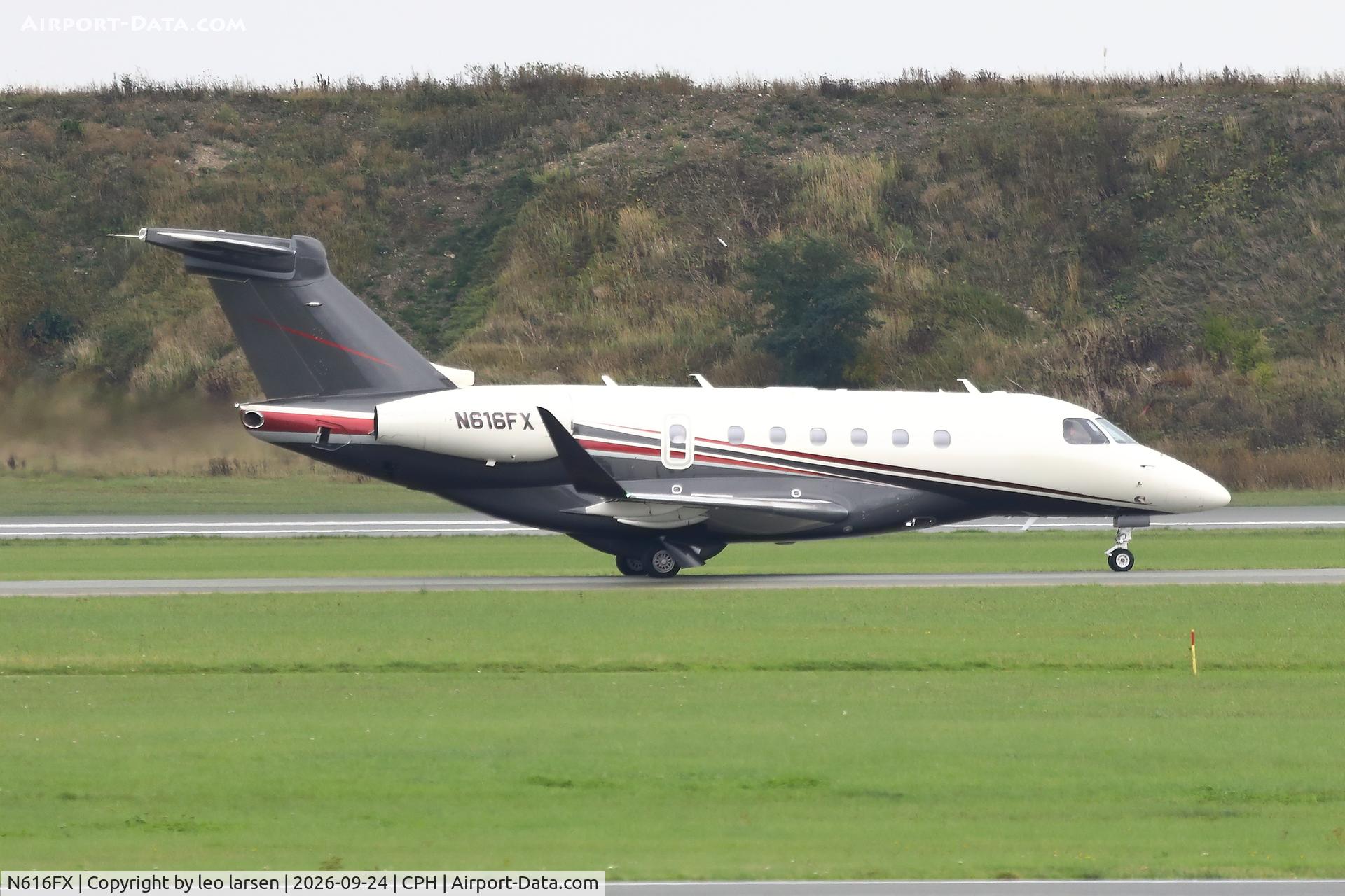 Aircraft N616FX, 2025 Embraer EMB-550 Praetor 600, c/n 55020251, Copenhagen Kastrup 24.9.2026, at CPH, photo by leo larsen
