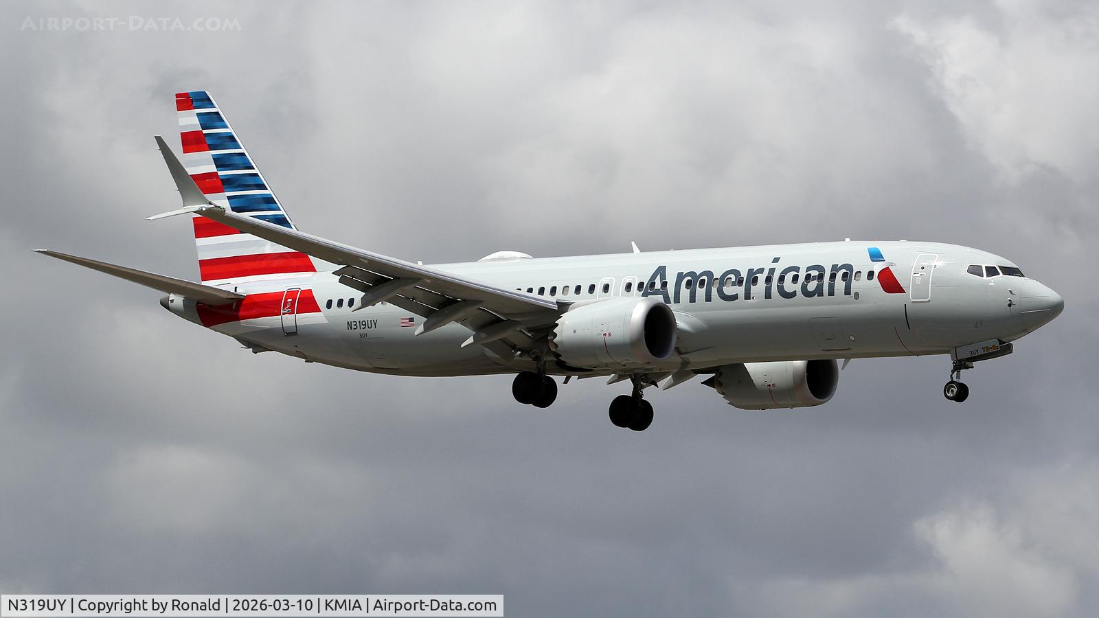 Aircraft N319UY, 2025 Boeing 737-8 MAX, c/n 68110 / 9402, at mia, at KMIA, photo by Ronald