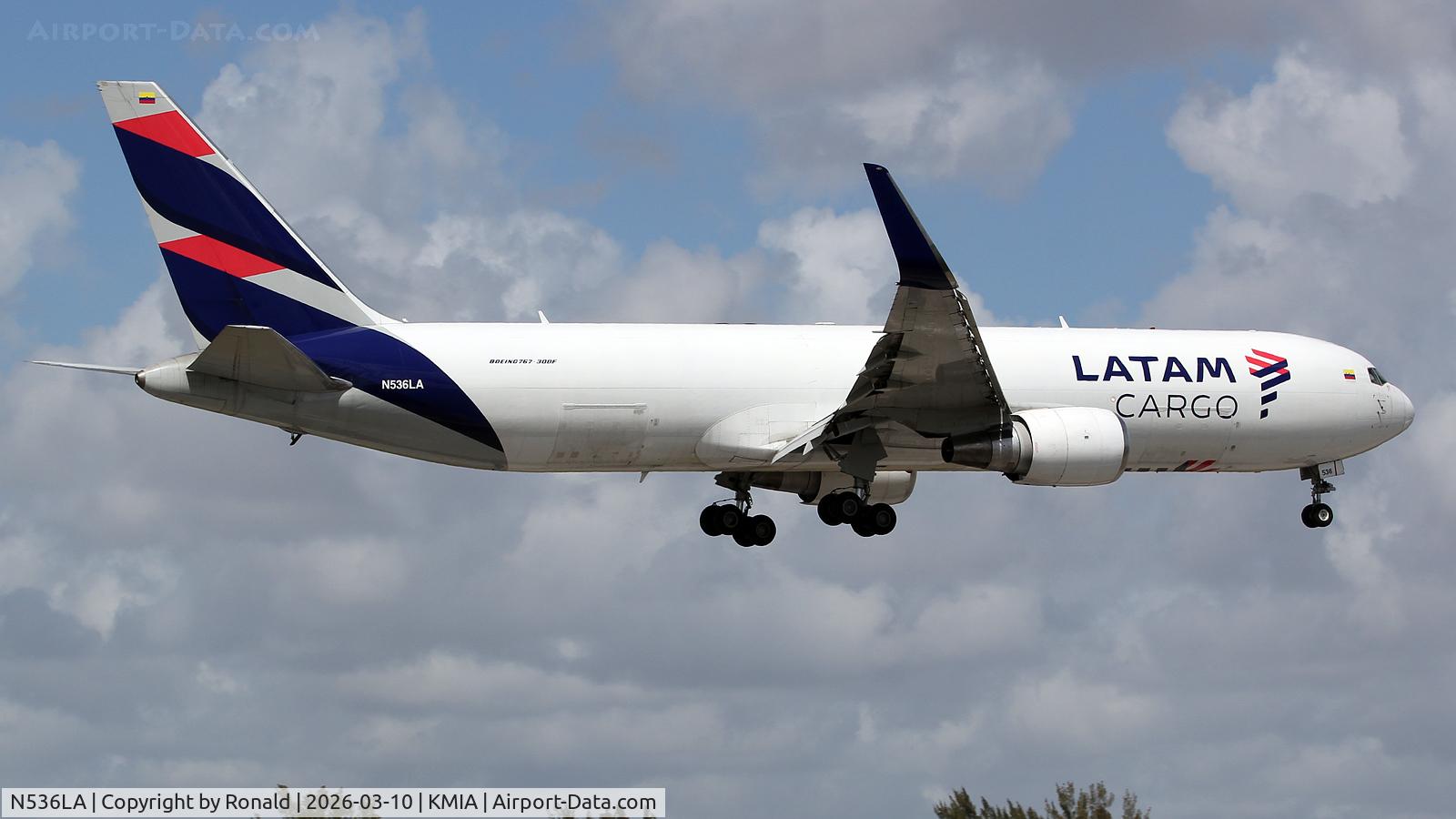 Aircraft N536LA, 2001 Boeing 767-316F, c/n 32573, at mia, at KMIA, photo by Ronald