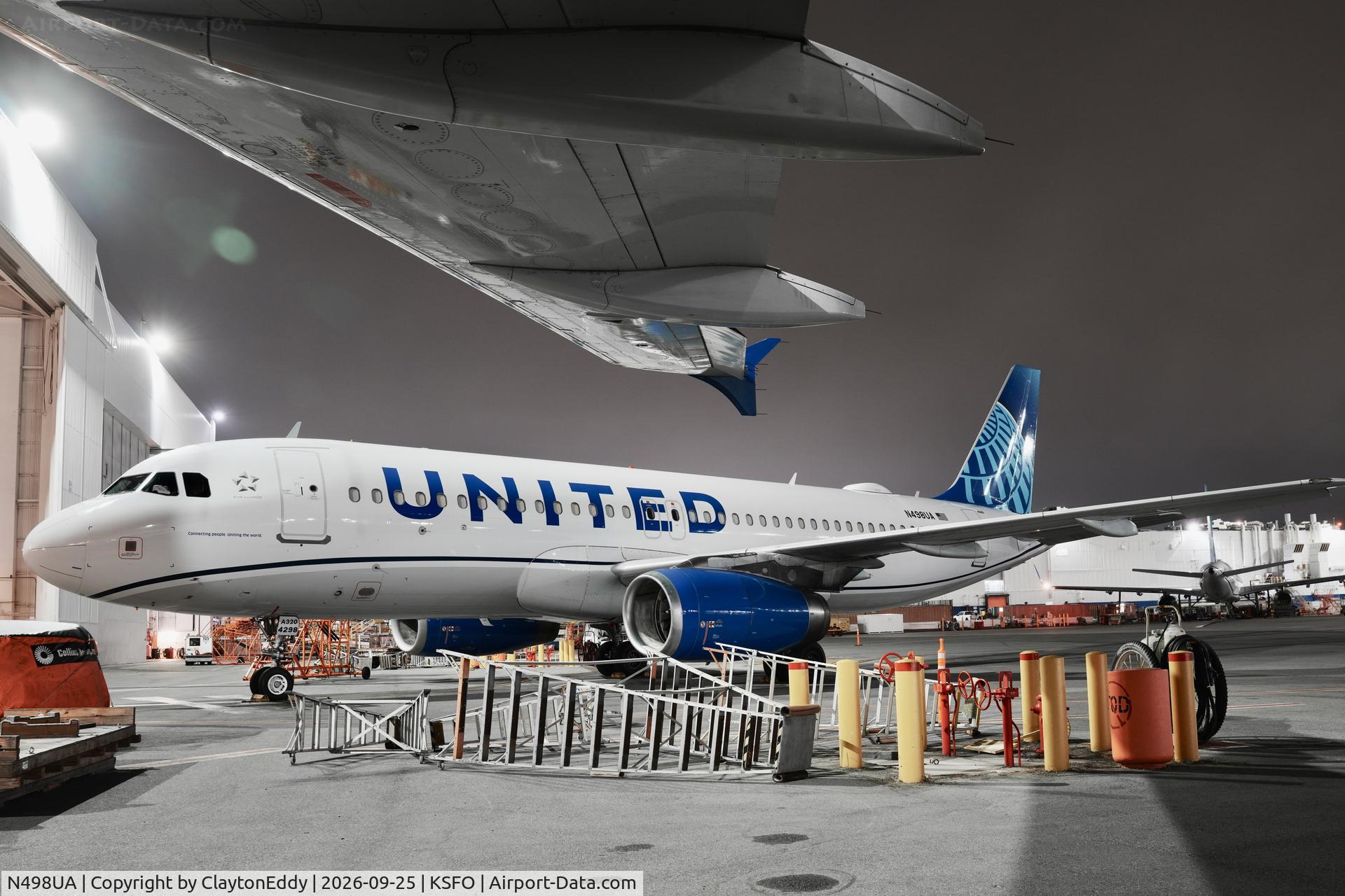 Aircraft N498UA, 2002 Airbus A320-232, c/n 1865, SFO 2026, at KSFO, photo by ClaytonEddy