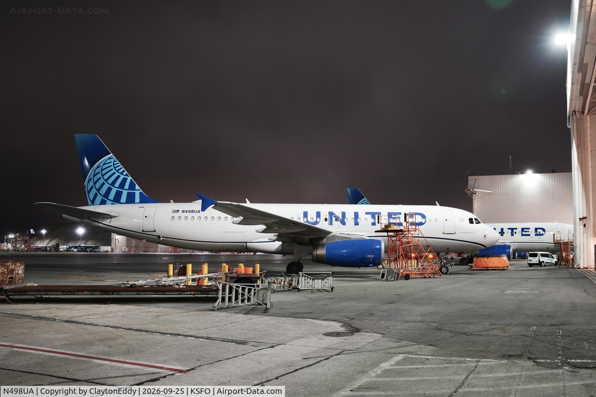 Aircraft N498UA, 2002 Airbus A320-232, c/n 1865, SFO 2026, at KSFO, photo by ClaytonEddy