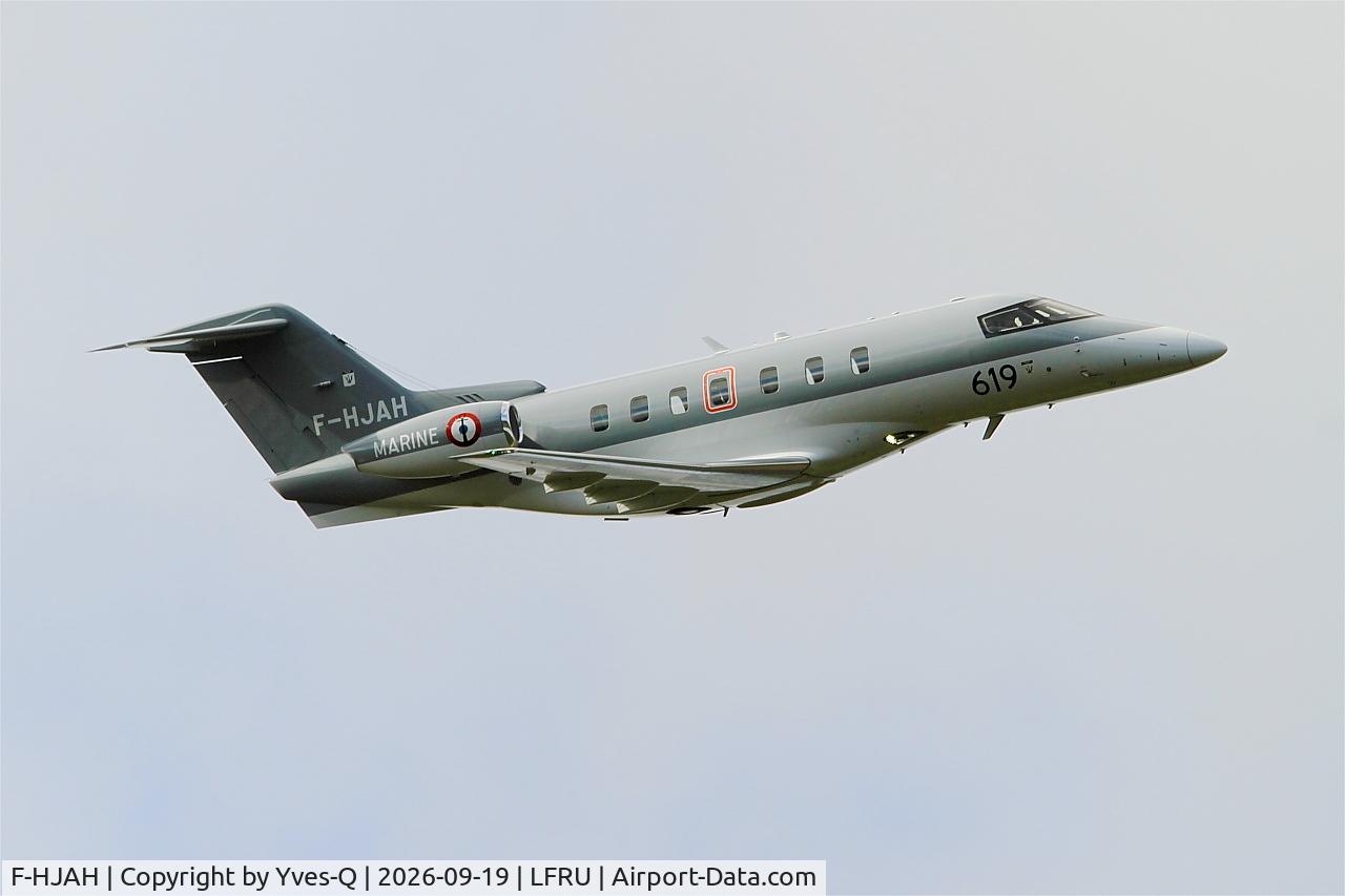 Aircraft F-HJAH, 2025 Pilatus PC-24, c/n 619, F-HJAH - Pilatus PC-24, On display, Morlaix-Ploujean airport (LFRU-MXN), at LFRU, photo by Yves-Q