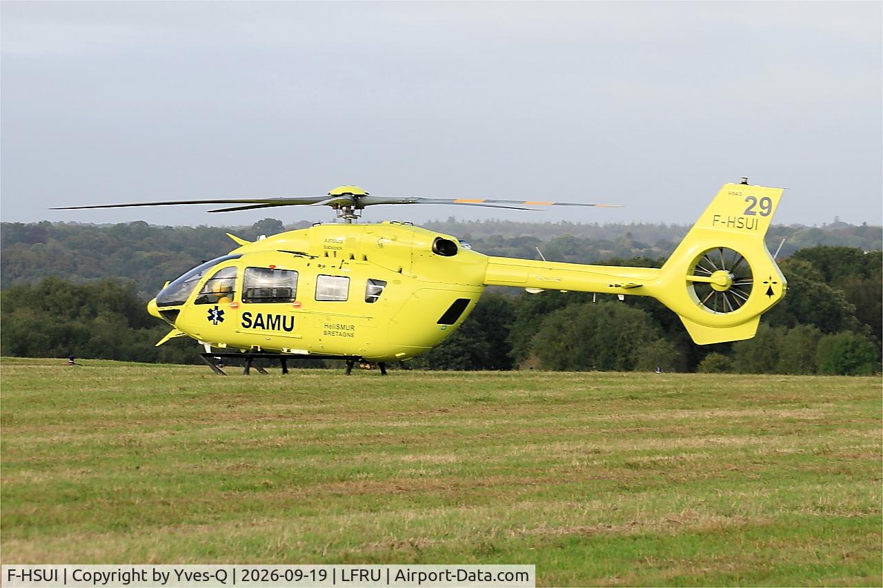 Aircraft F-HSUI, 2022 Airbus Helicopters H145, c/n 21115, Airbus Helicopters H145, Morlaix-Ploujean airport (LFRU-MXN), at LFRU, photo by Yves-Q