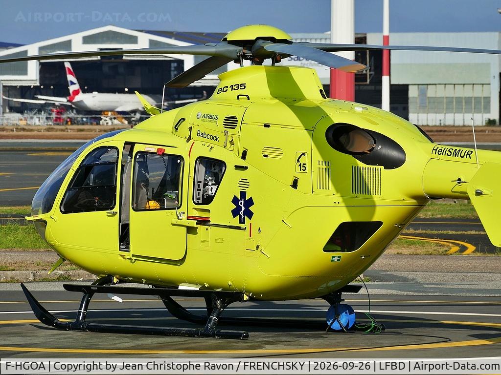 Aircraft F-HGOA, 2008 Eurocopter EC-135T-2+, c/n 0668, SAMU33, at LFBD, photo by Jean Christophe Ravon / FRENCHSKY