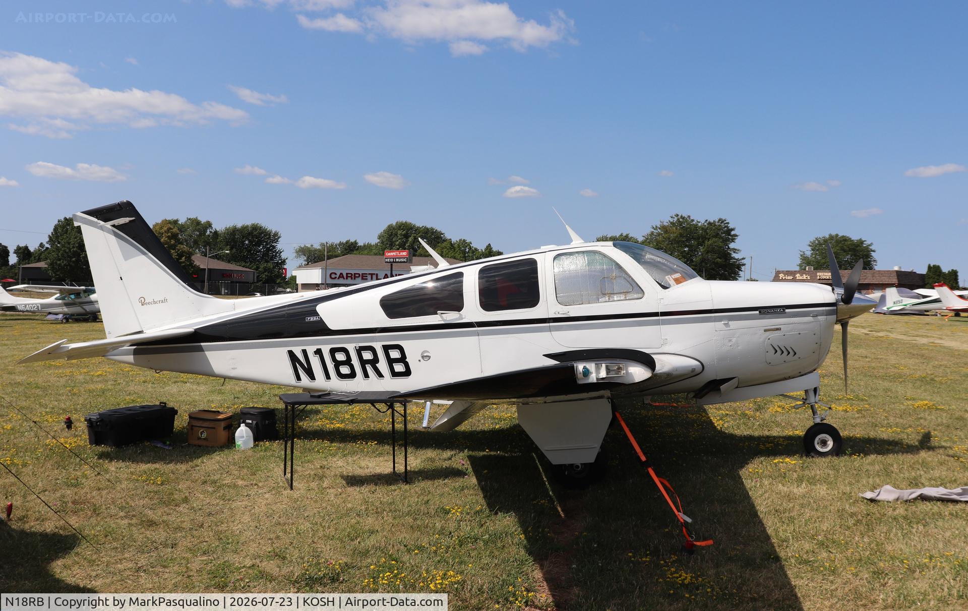 Aircraft N18RB, 1973 Beech F33A Bonanza, c/n CE-461, Beech F33A, at KOSH, photo by MarkPasqualino