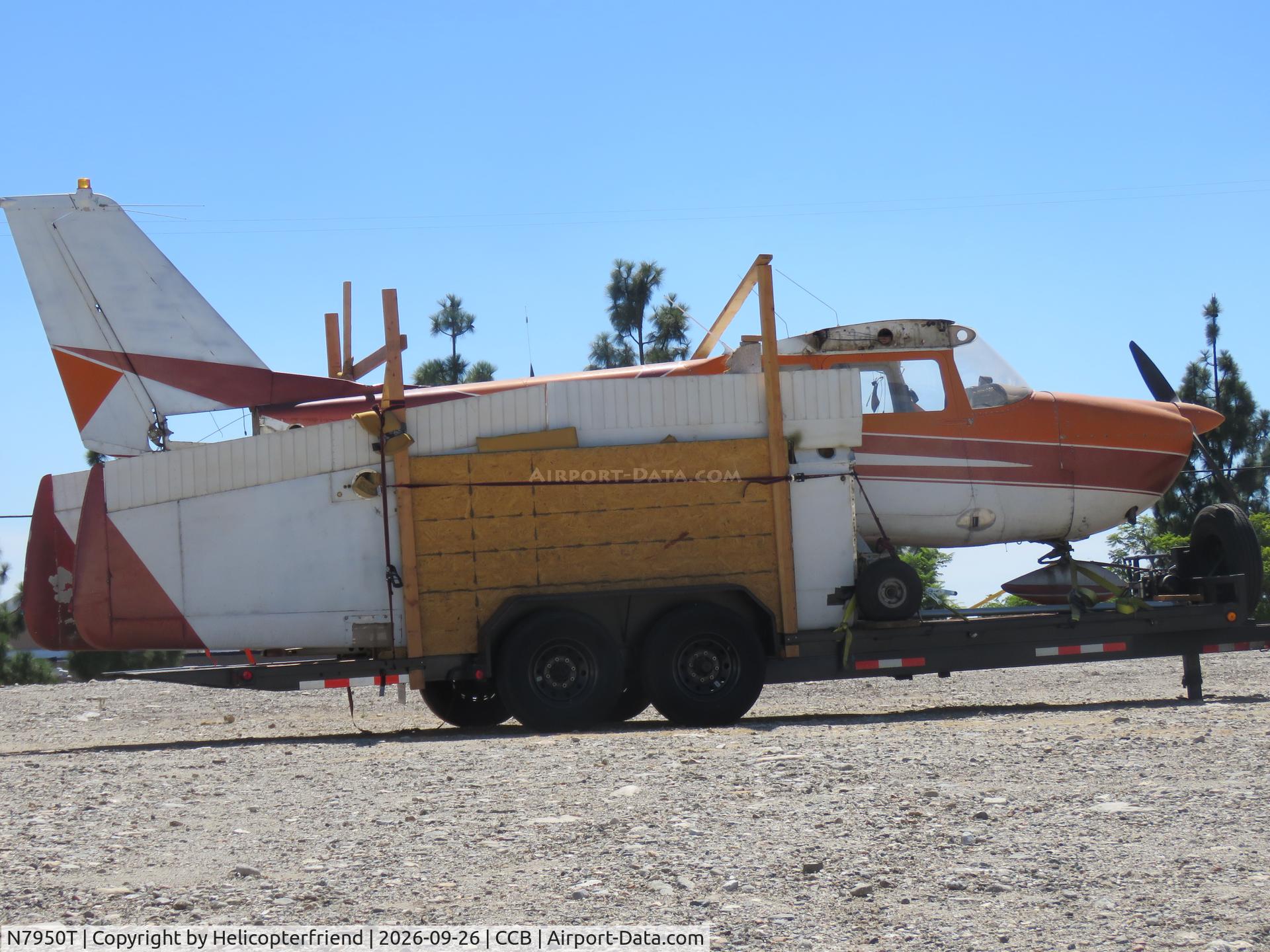 Aircraft N7950T, 1960 Cessna 175A Skylark, c/n 56650, On a trailer, at CCB, photo by Helicopterfriend