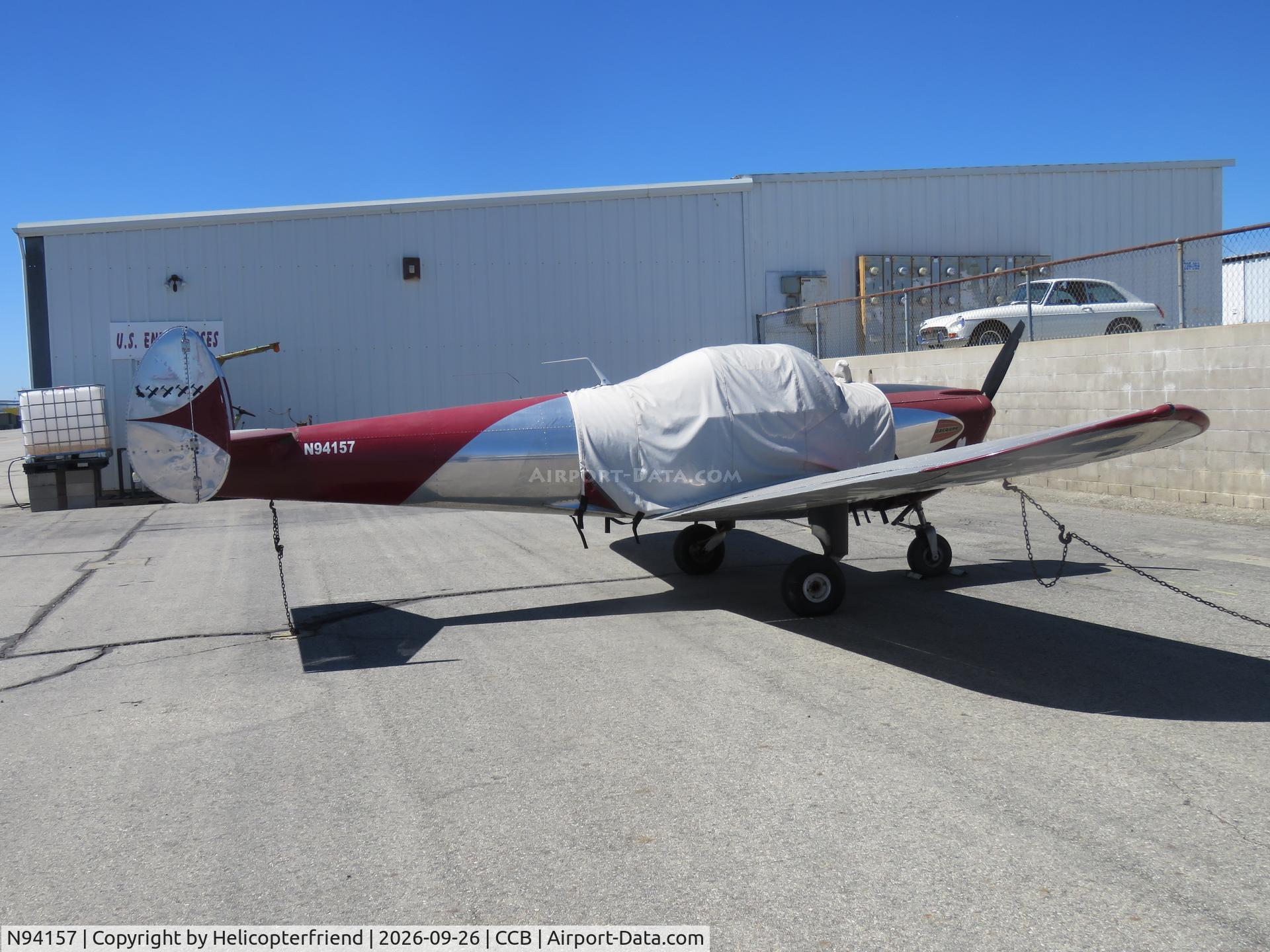 Aircraft N94157, 1946 Erco 415C Ercoupe, c/n 1480, Covered and parked, at CCB, photo by Helicopterfriend