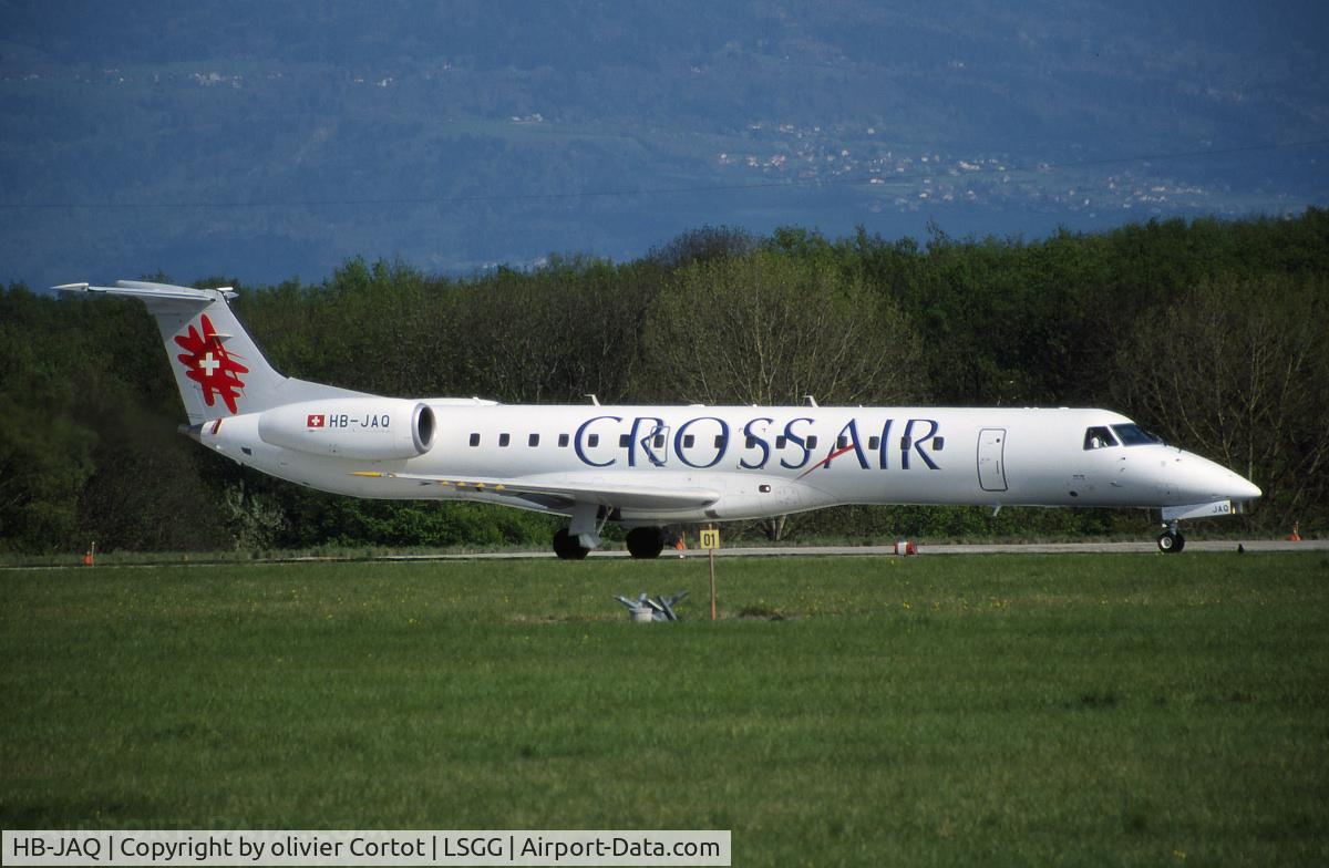 Aircraft HB-JAQ, 2001 Embraer ERJ-145LR (EMB-145LR), c/n 145498, 2003 !, at LSGG, photo by olivier Cortot
