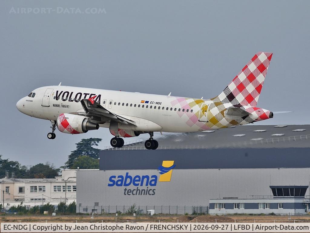 Aircraft EC-NDG, 2008 Airbus A319-111, c/n 3364, Florence (FLR) Bordeaux (BOD) V72467, at LFBD, photo by Jean Christophe Ravon / FRENCHSKY