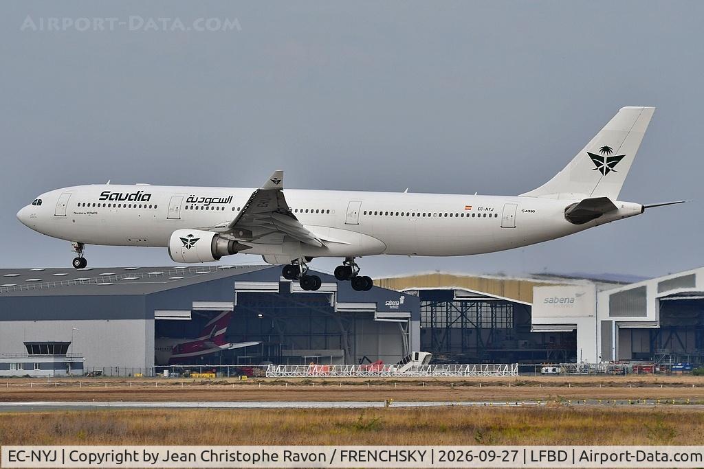 Aircraft EC-NYJ, 2012 Airbus A330-303, c/n 1360, Saudia / Wamos Air Jeddah (JED) Bordeaux (BOD) (PLM224P), at LFBD, photo by Jean Christophe Ravon / FRENCHSKY