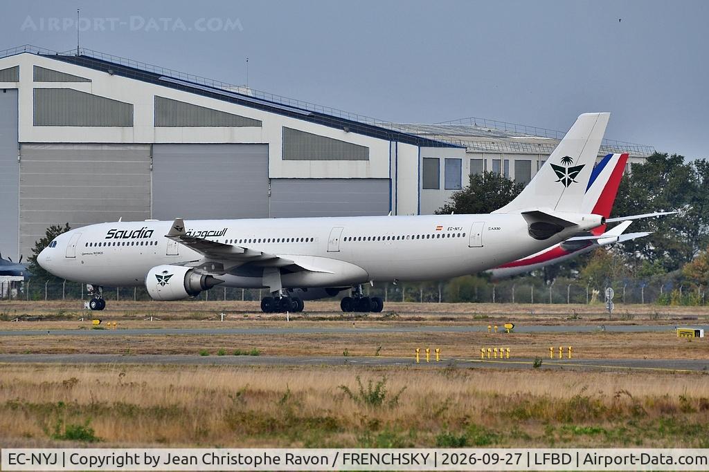 Aircraft EC-NYJ, 2012 Airbus A330-303, c/n 1360, Saudia / Wamos Air Jeddah (JED) Bordeaux (BOD) (PLM224P), at LFBD, photo by Jean Christophe Ravon / FRENCHSKY