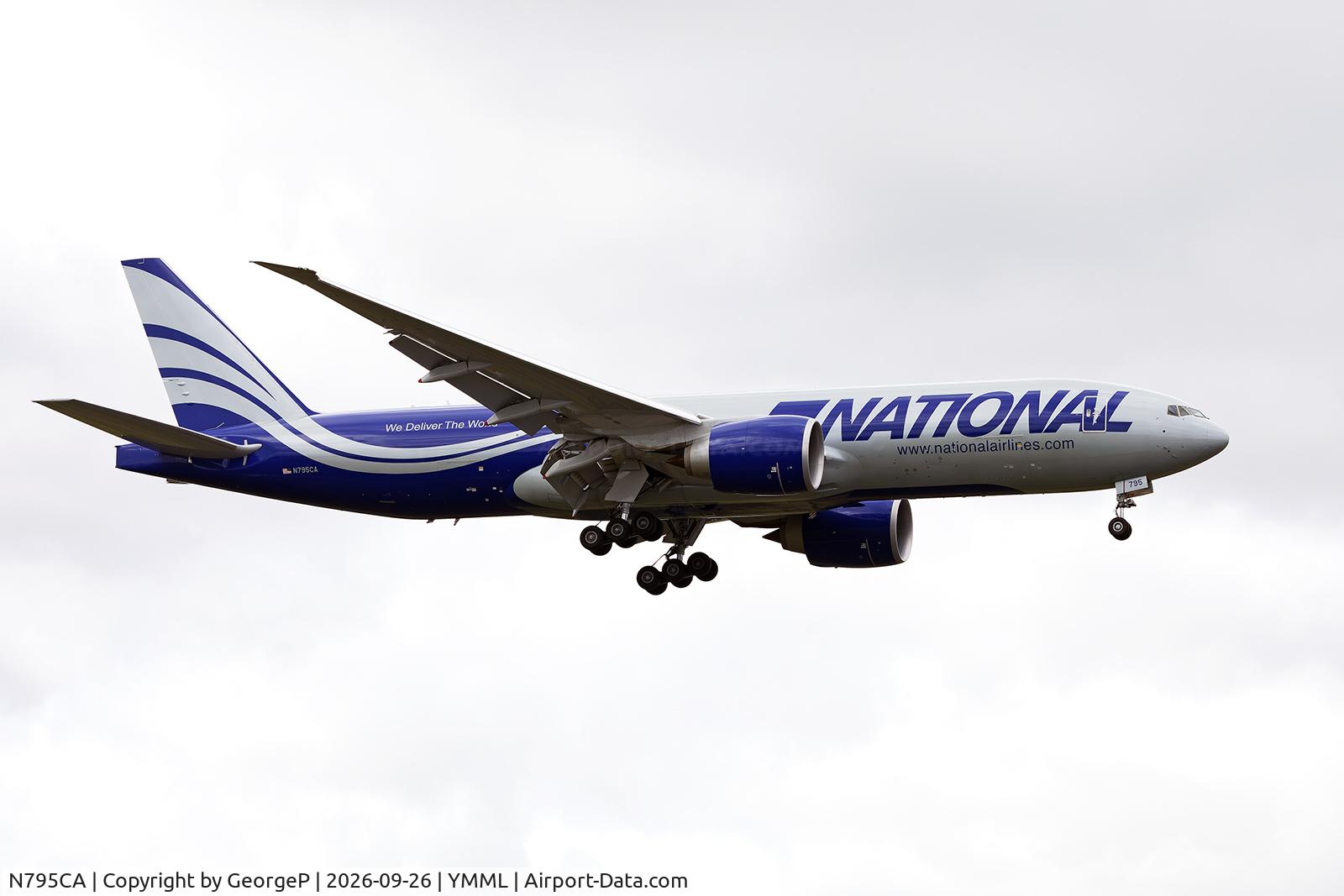 Aircraft N795CA, Boeing 777-F, c/n 70549, Short final for runway 16., at YMML, photo by GeorgeP