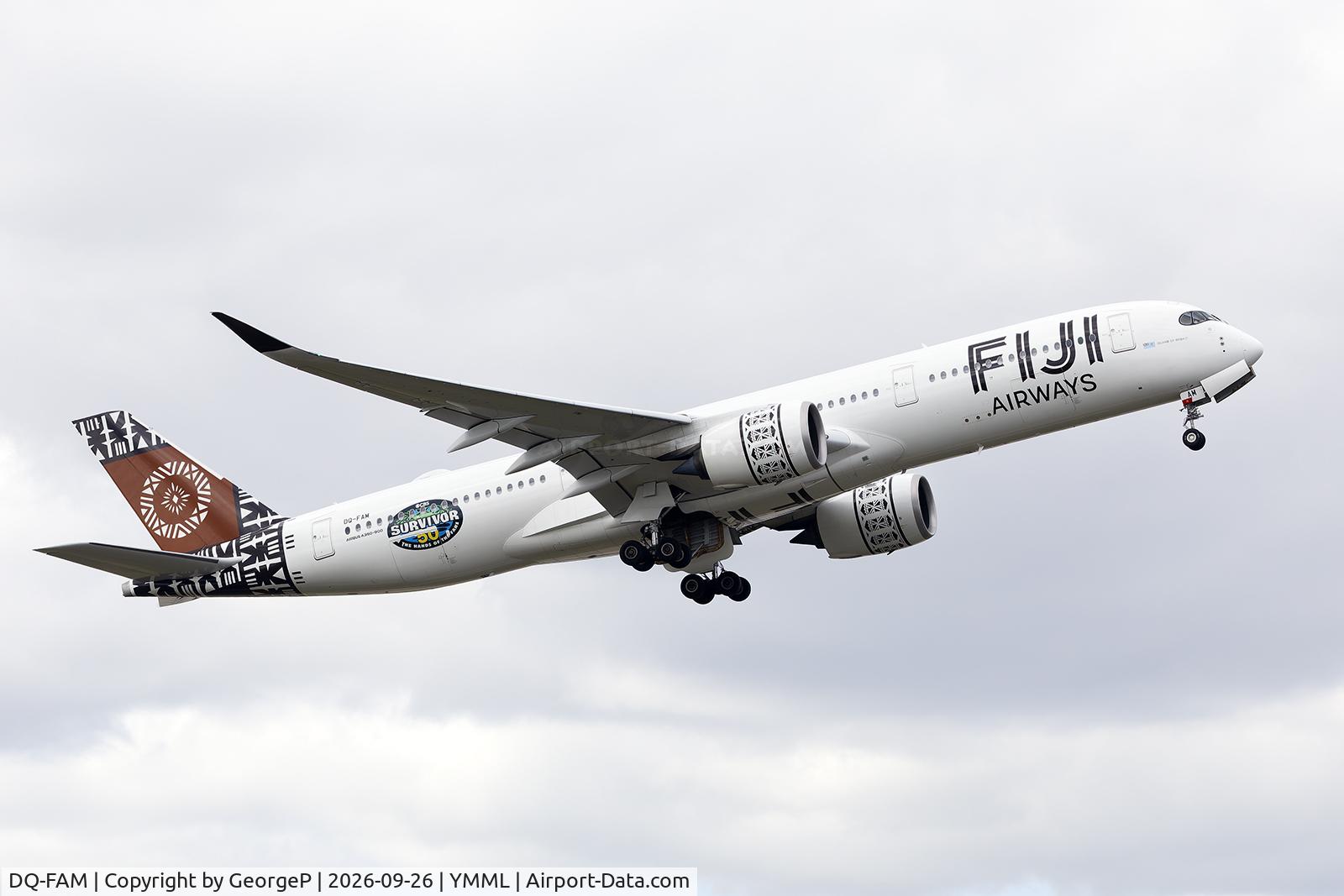 Aircraft DQ-FAM, 2018 Airbus A350-941, c/n 251, Departing from runway 16., at YMML, photo by GeorgeP