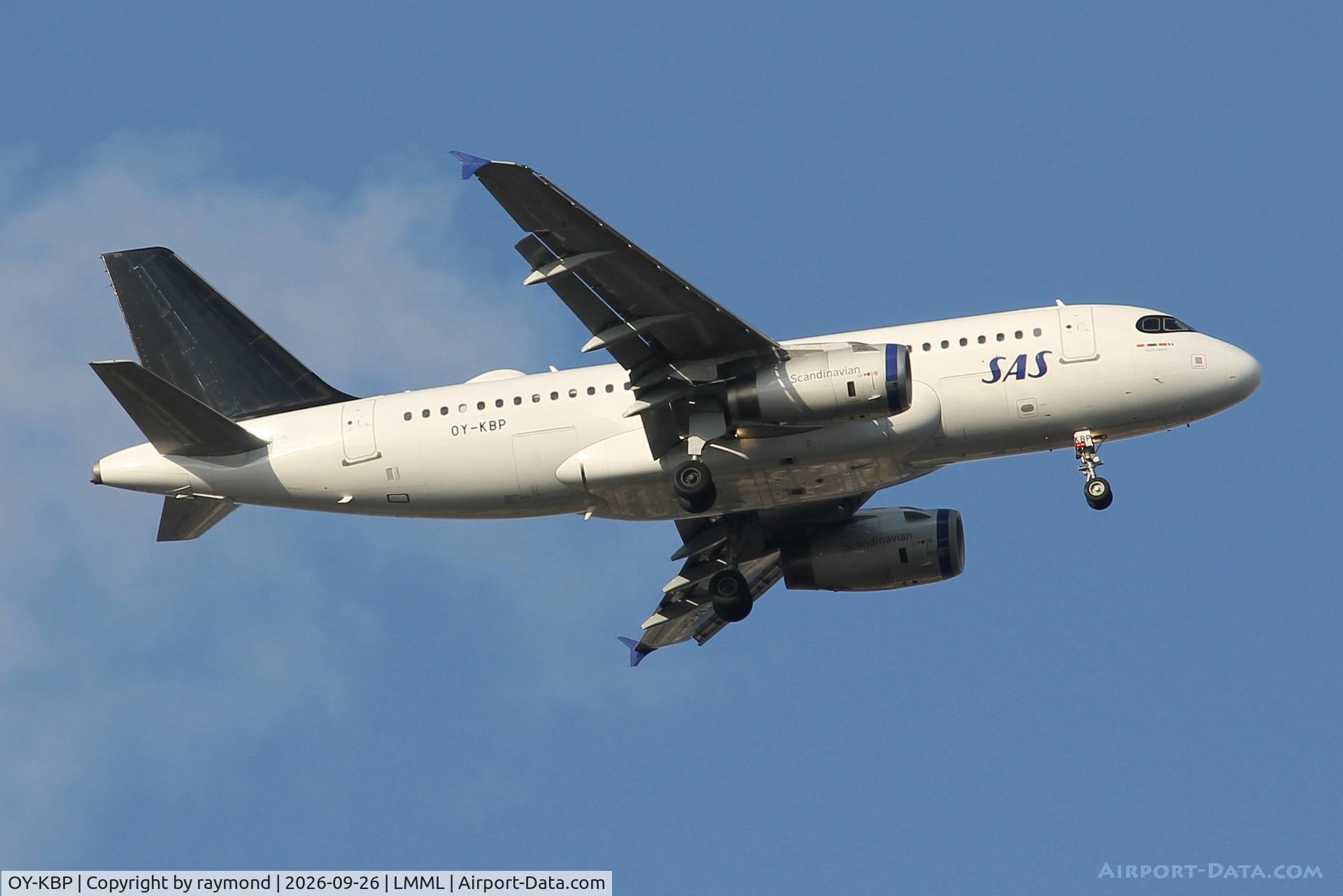 Aircraft OY-KBP, 2006 Airbus A319-132, c/n 2888, Airbus A319-132 reg OY-KBP of Scandinavian Airlines approaching RW13 MLA., at LMML, photo by raymond