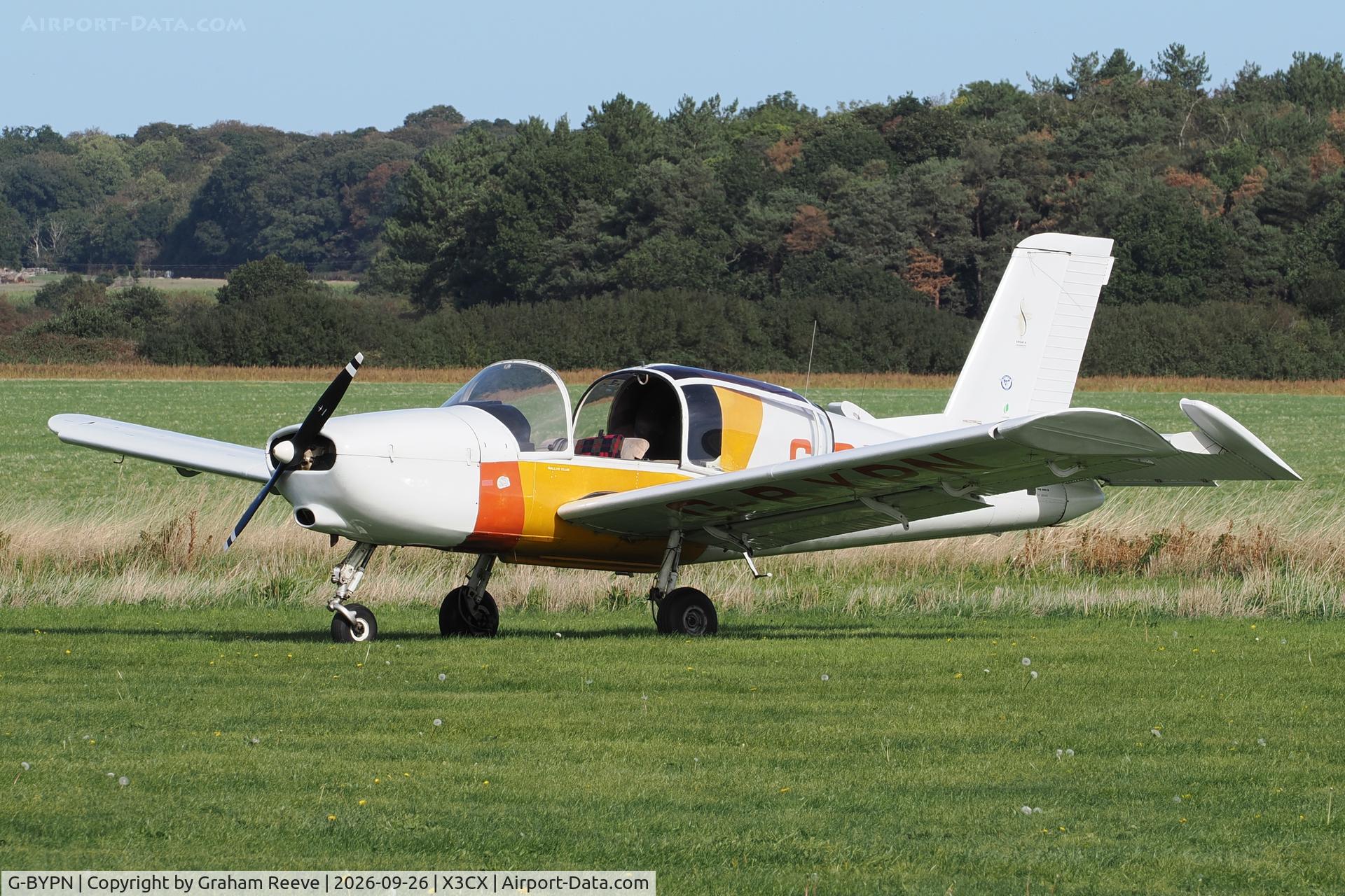 Aircraft G-BYPN, 1972 Socata MS-880B Rallye Club, c/n 2043, Parked at Northrepps., at X3CX, photo by Graham Reeve