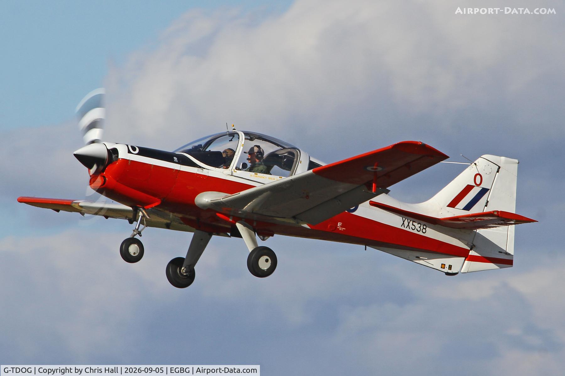 Aircraft G-TDOG, 1973 Scottish Aviation Bulldog T.1, c/n BH.120/230, LAA 80th Anniversary Rally, at EGBG, photo by Chris Hall